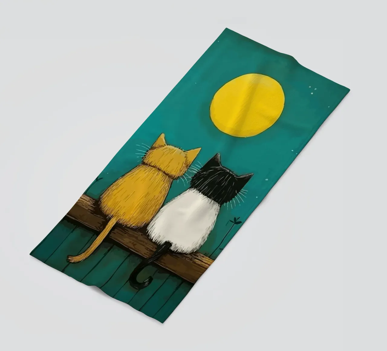 a pair of cats under the full moon telo mare da Dumery Art