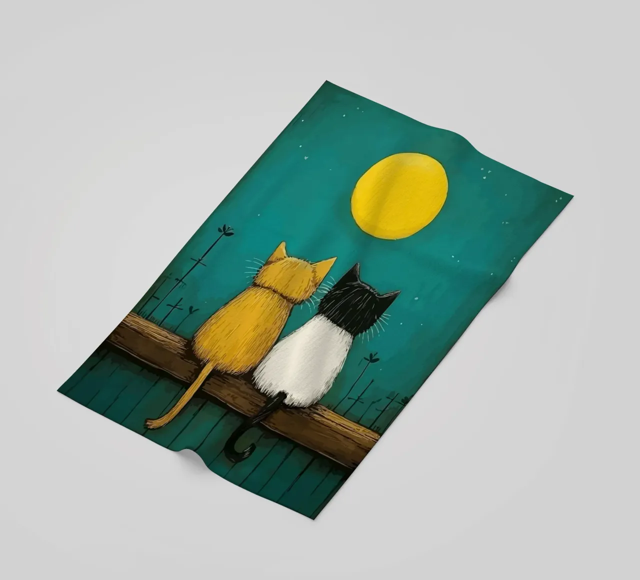 a pair of cats under the full moon telo mare da Dumery Art