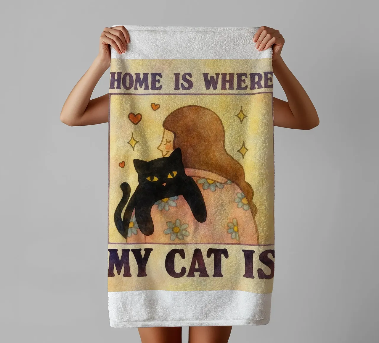 home is where my cat towel by muhidines