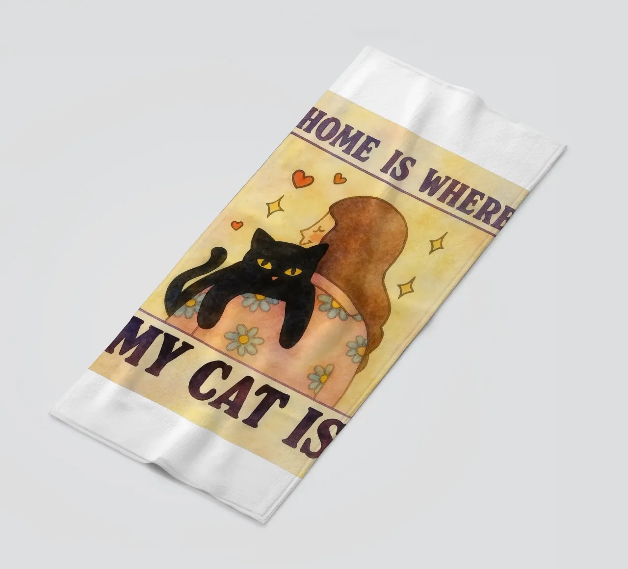 home is where my cat beach towel by muhidines