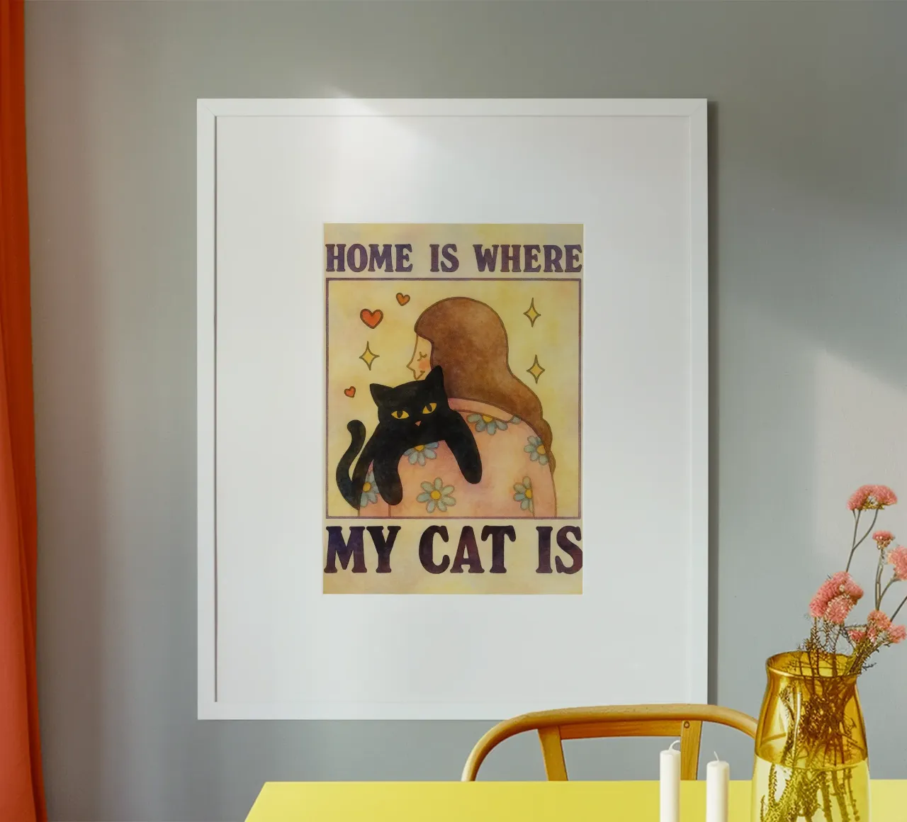 La casa è dove il mio gatto poster con telaio in alluminio da muhidines