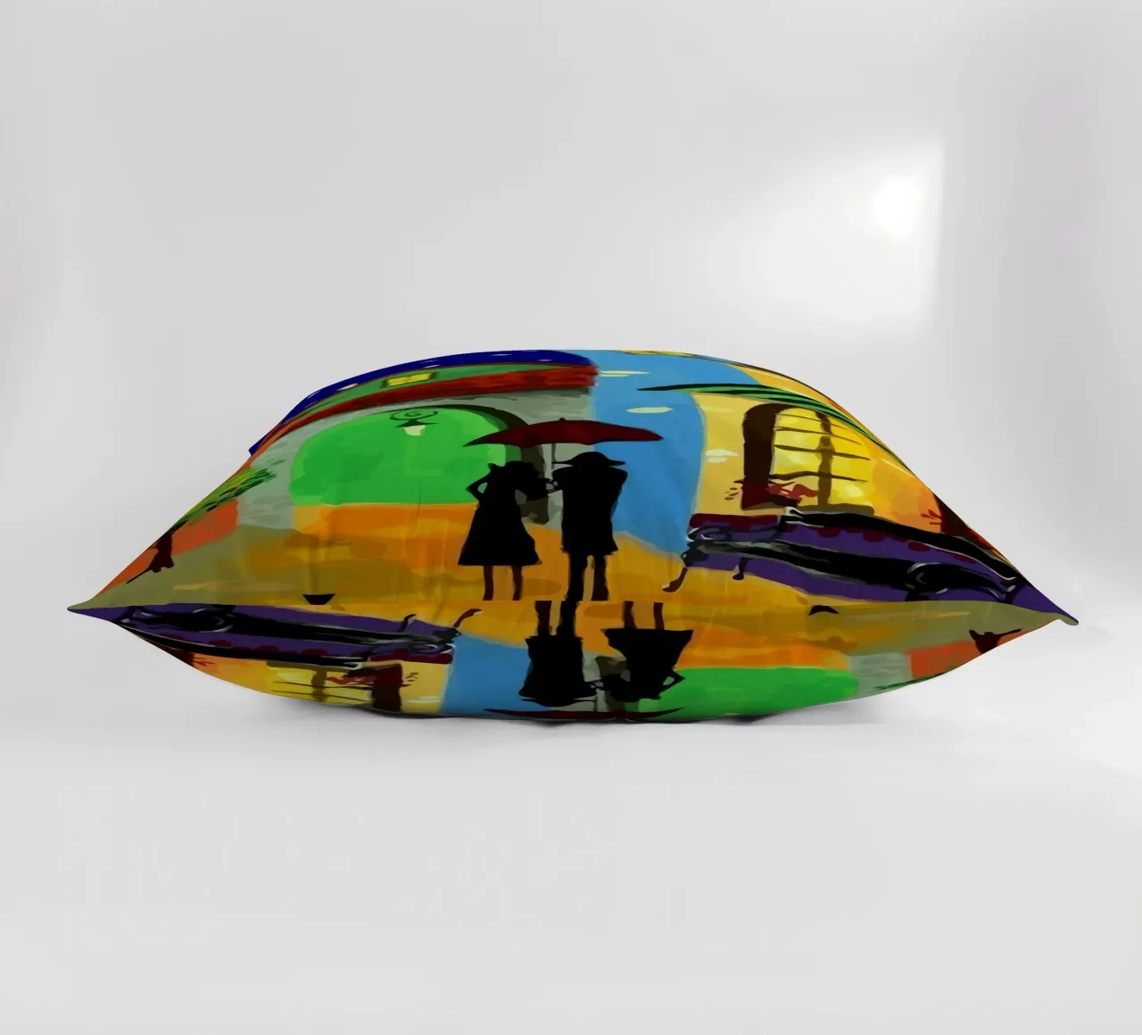 a couple of lovebirds and a cat at nigh cuscino da Dumery Art