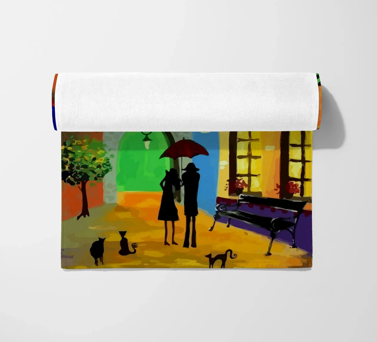a couple of lovebirds and a cat at nigh telo mare da Dumery Art
