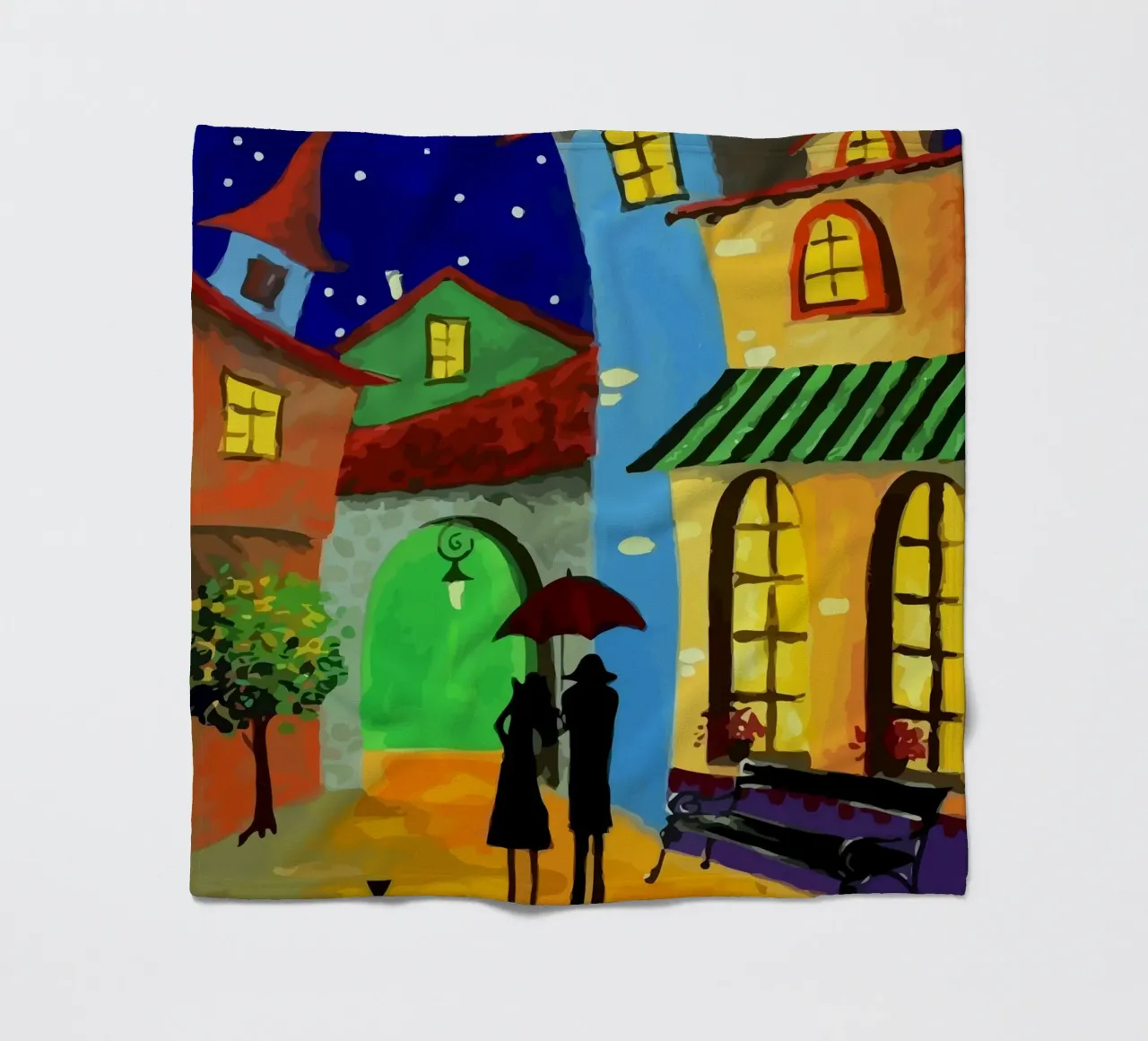 a couple of lovebirds and a cat at nigh coperta in pile da Dumery Art