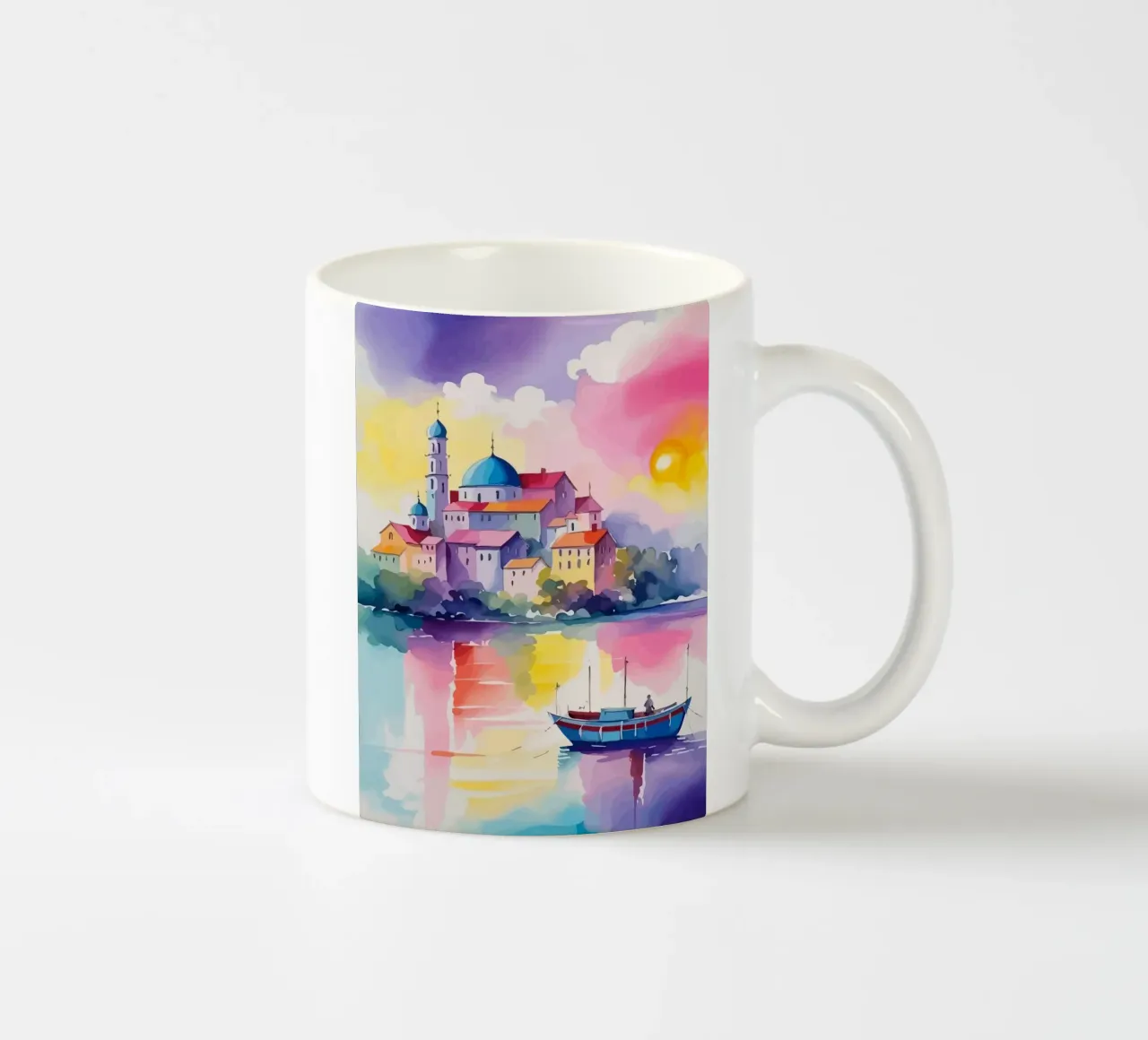 small ship and mosque tazza in ceramica da Dumery Art