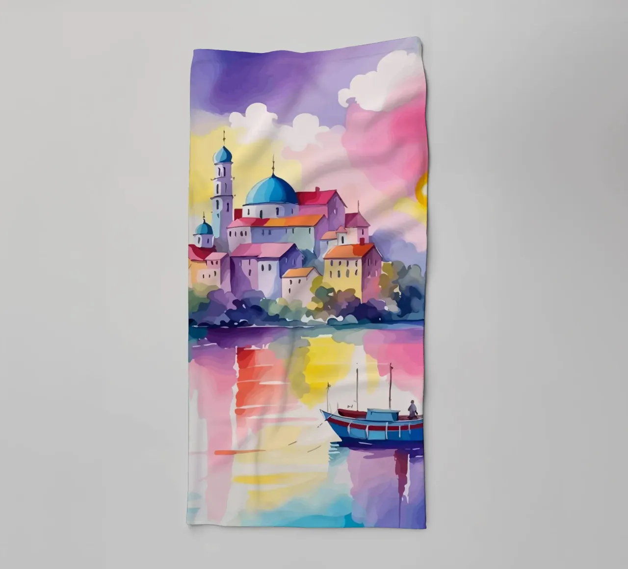 small ship and mosque asciugamano da bagno da Dumery Art