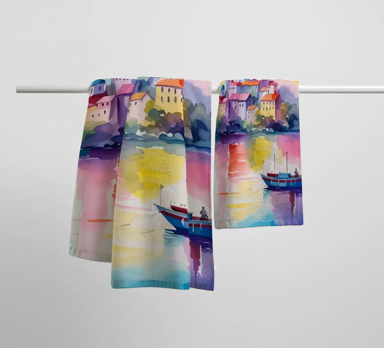 small ship and mosque asciugamano da bagno da Dumery Art
