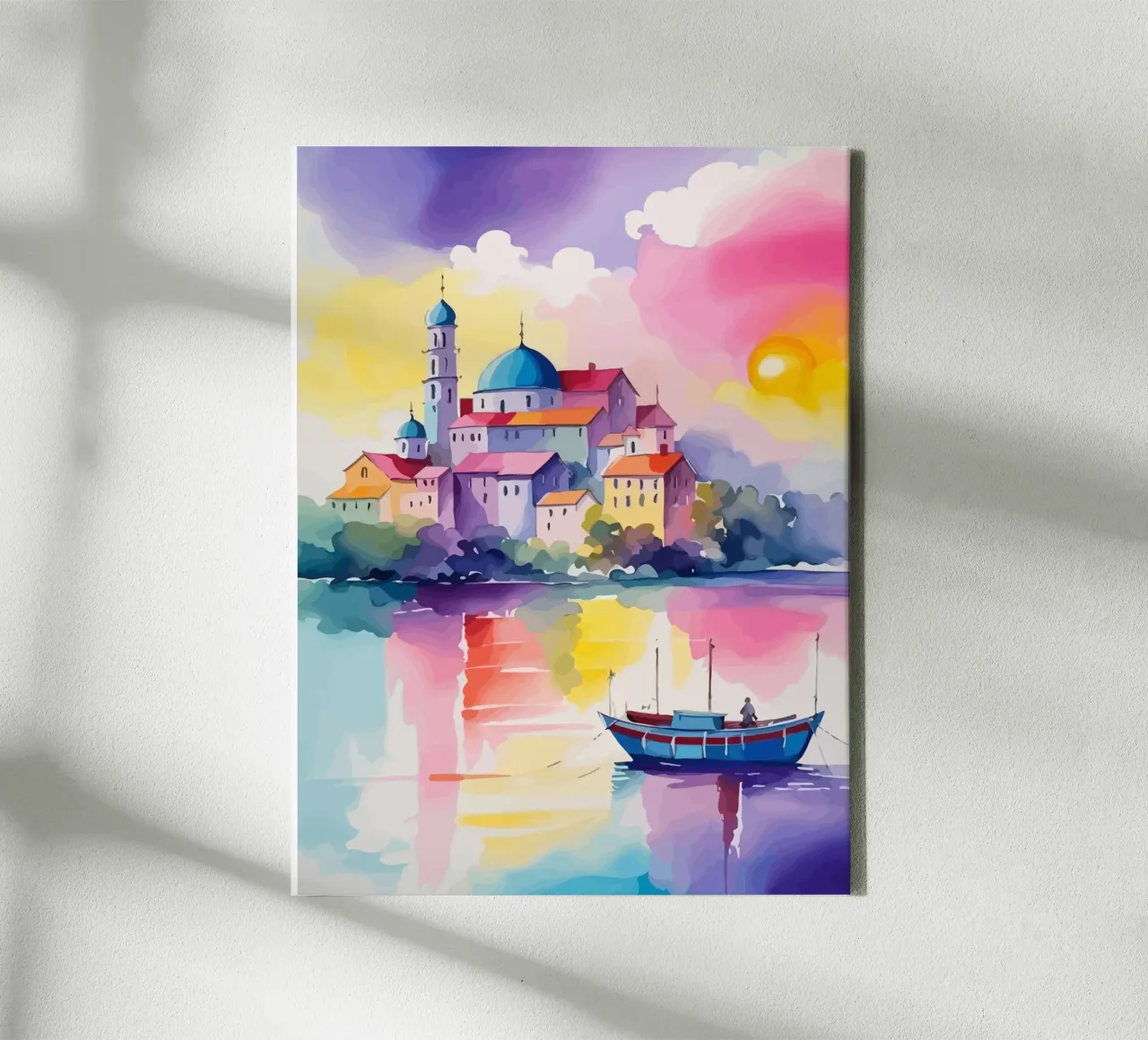 small ship and mosque tela con Cornice a cassetta da Dumery Art