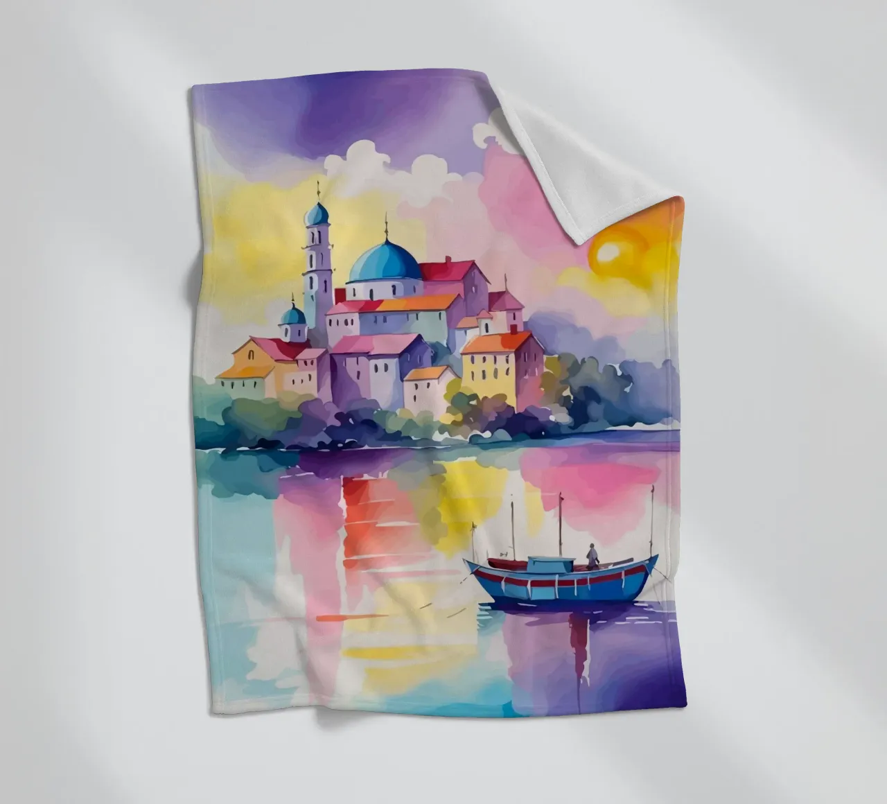 small ship and mosque coperta in pile da Dumery Art