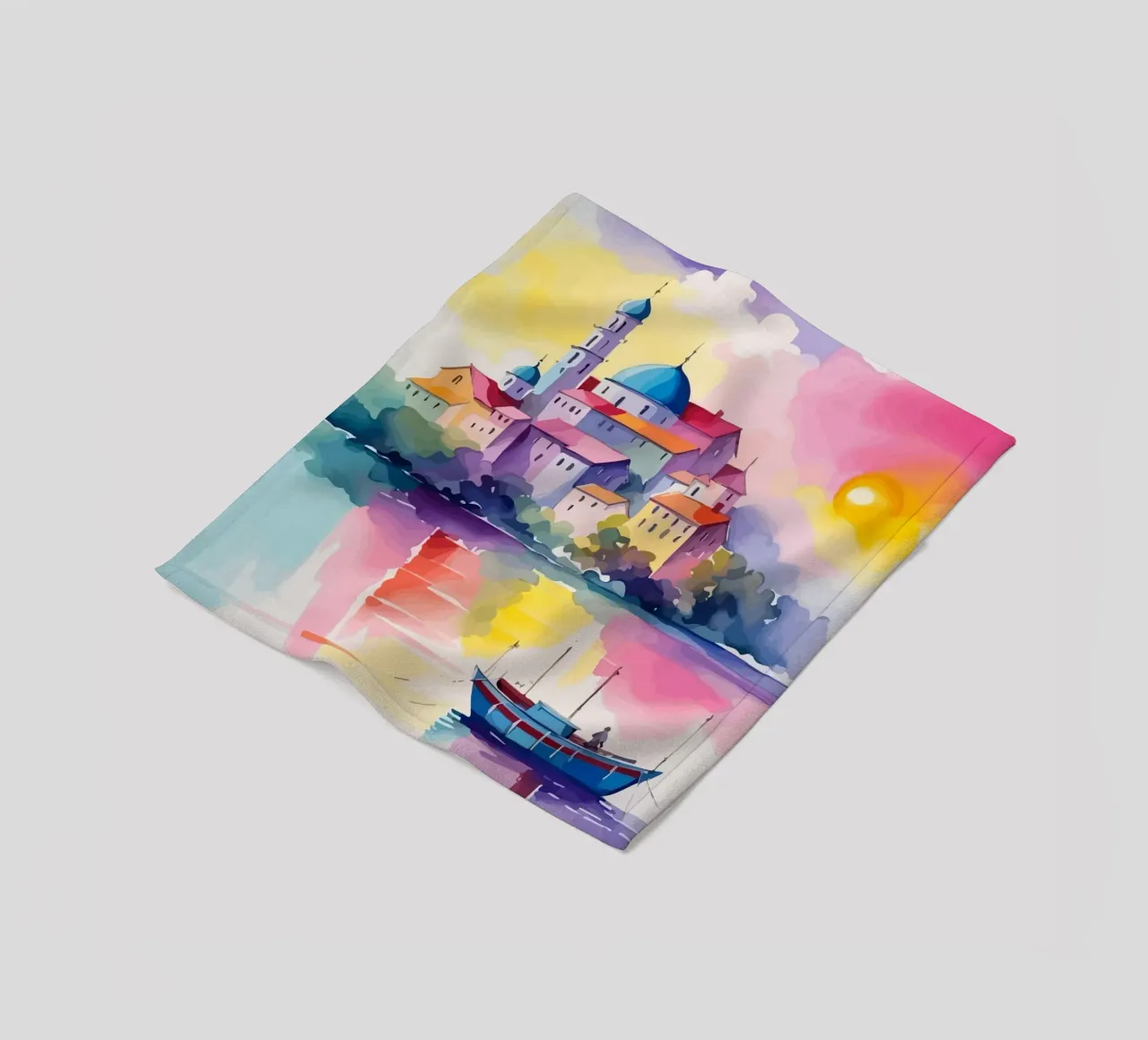 small ship and mosque coperta in pile da Dumery Art