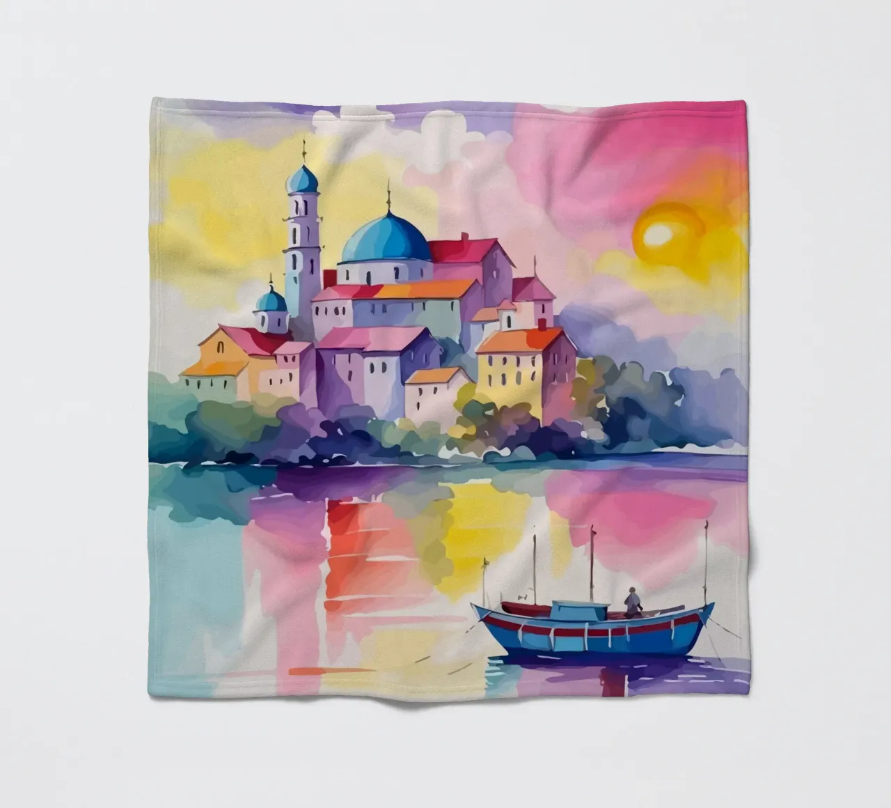 small ship and mosque coperta in pile da Dumery Art