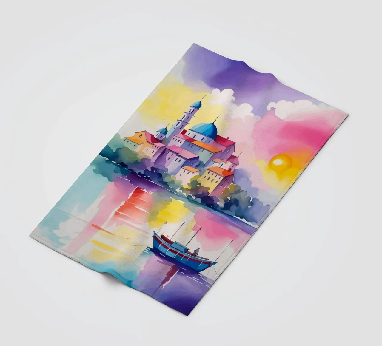 small ship and mosque coperta in pile da Dumery Art