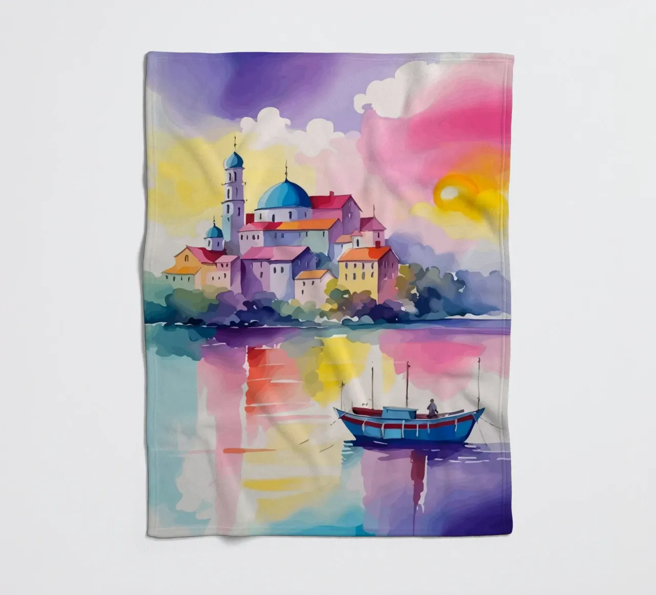 small ship and mosque coperta in pile da Dumery Art
