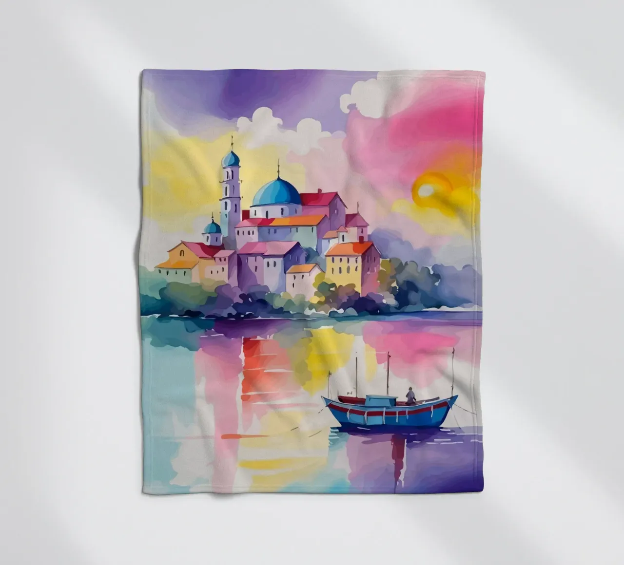small ship and mosque coperta in pile da Dumery Art