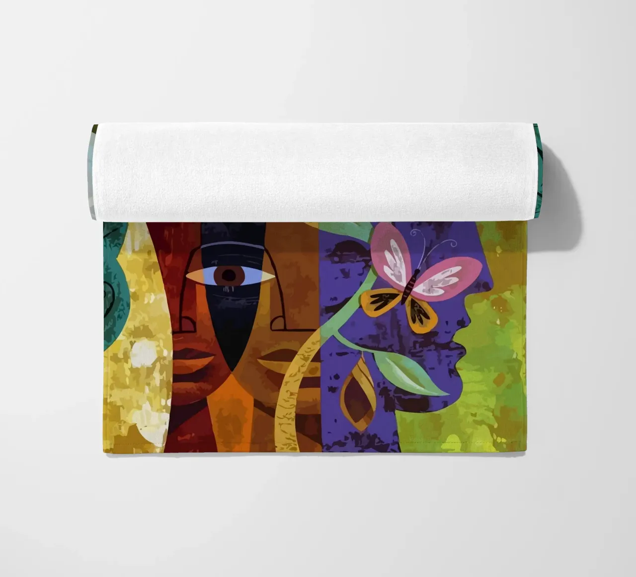illustration of human face and bird telo mare da Dumery Art