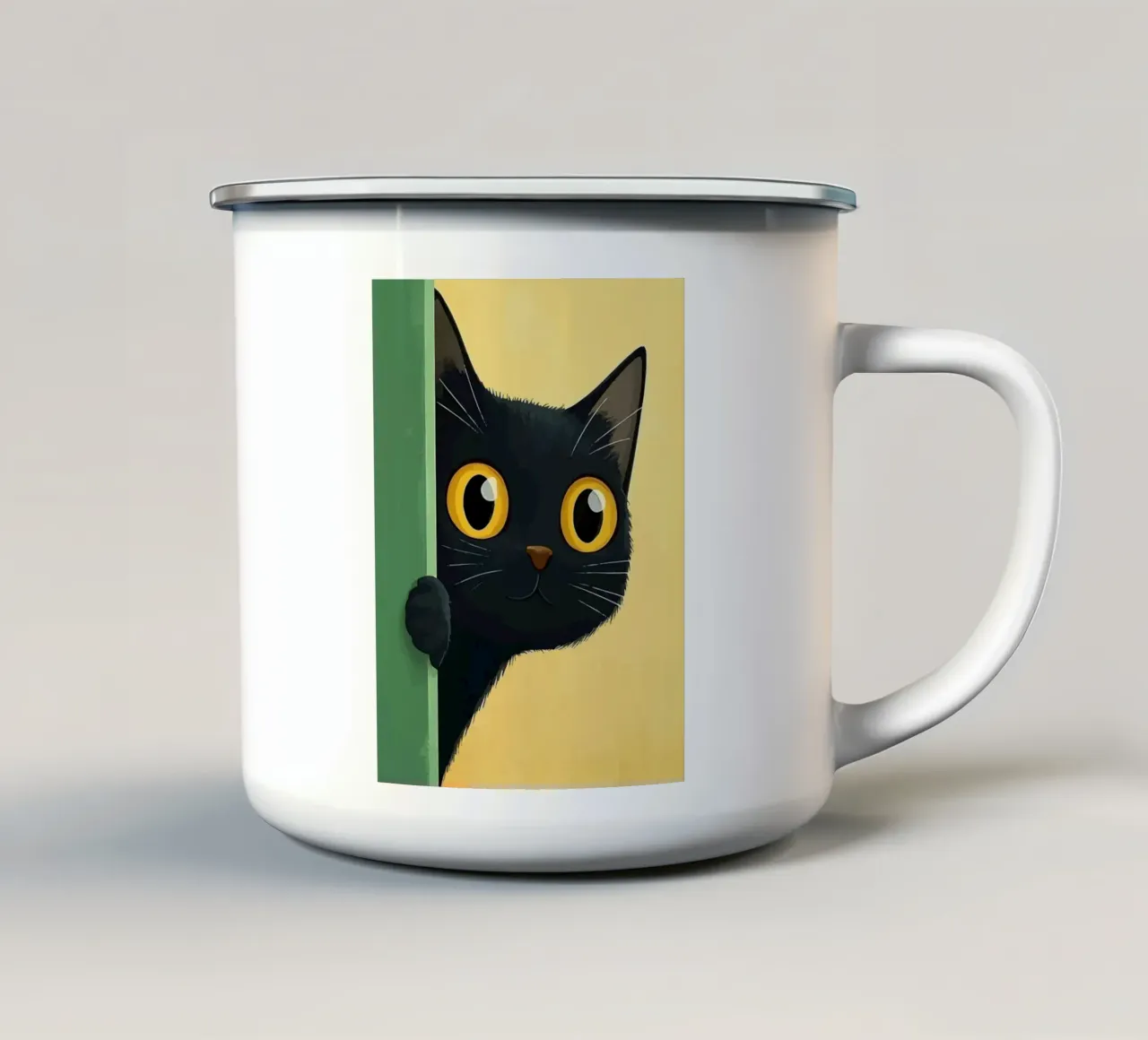 cute black baby kitten tazza in smalto da Dumery Art