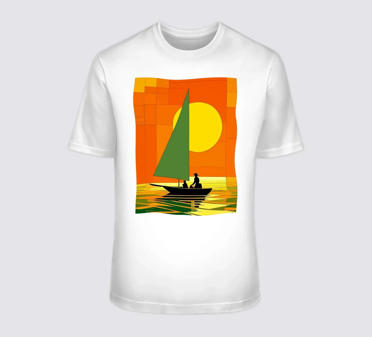 small ship in the sunset ocean t-shirt da Dumery Art