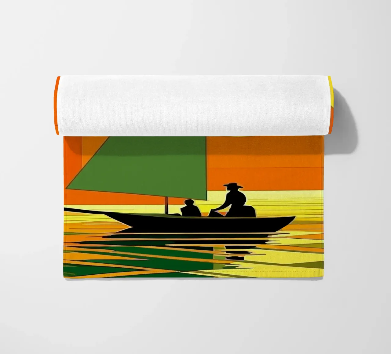 small ship in the sunset ocean telo mare da Dumery Art
