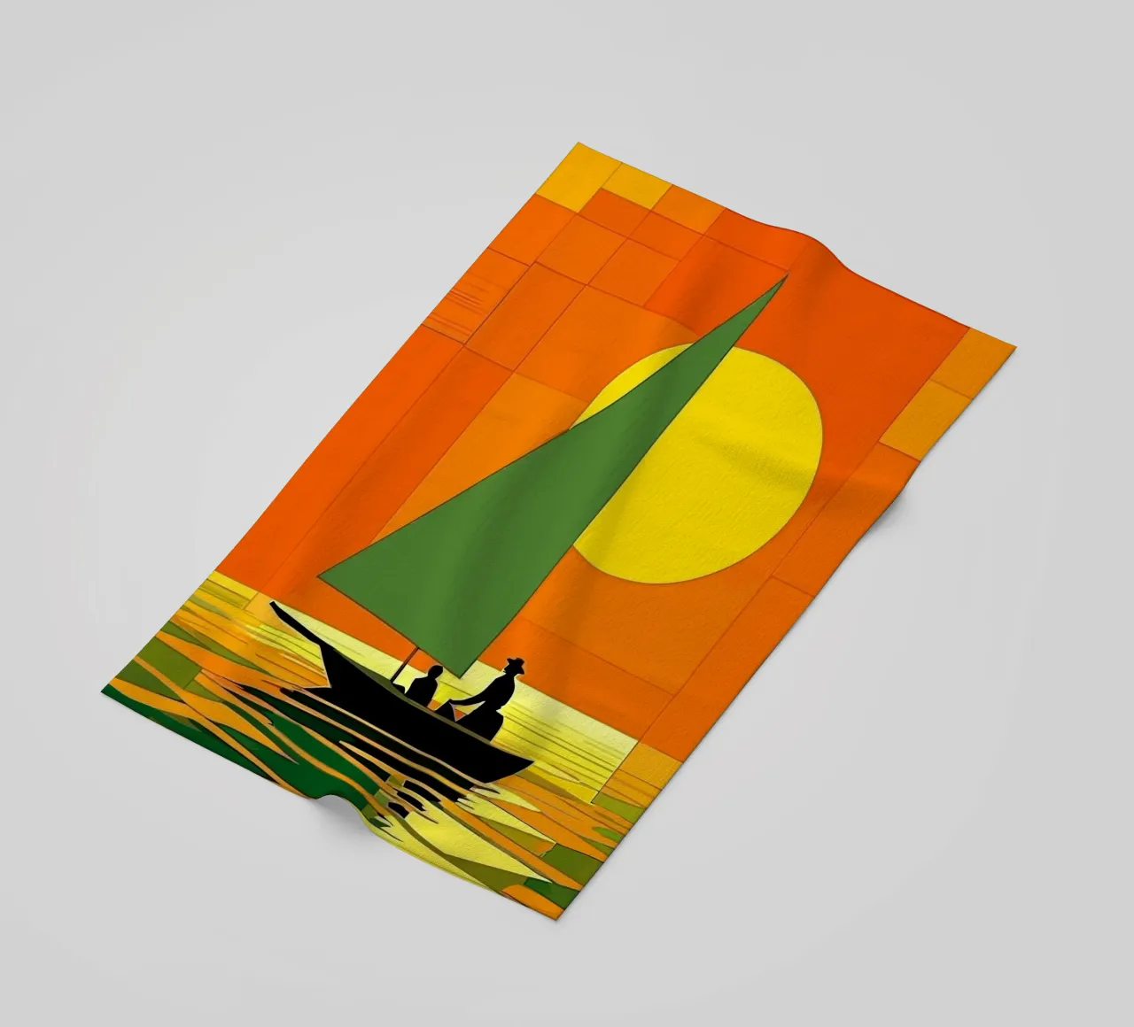 small ship in the sunset ocean telo mare da Dumery Art