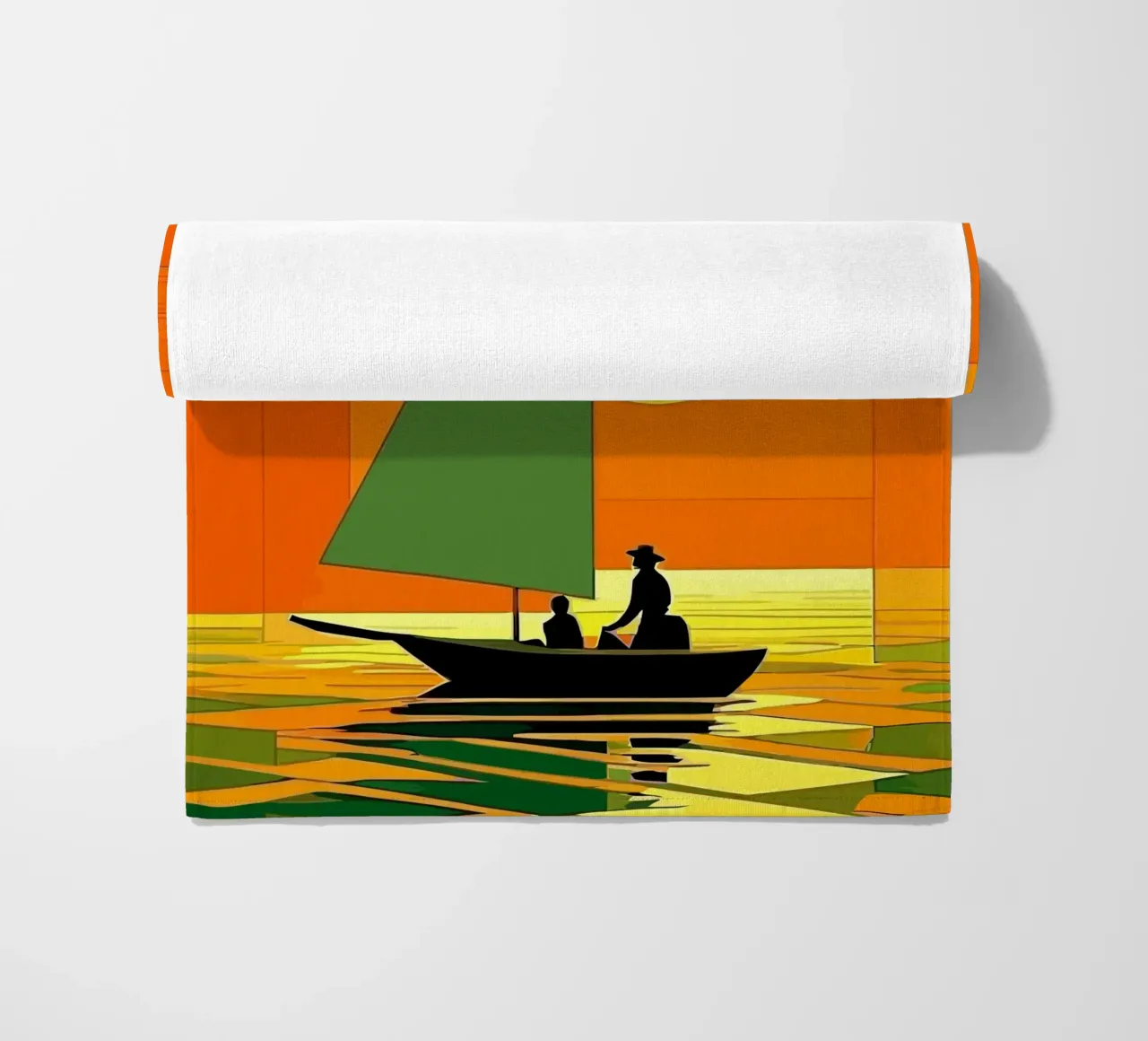 small ship in the sunset ocean telo mare da Dumery Art