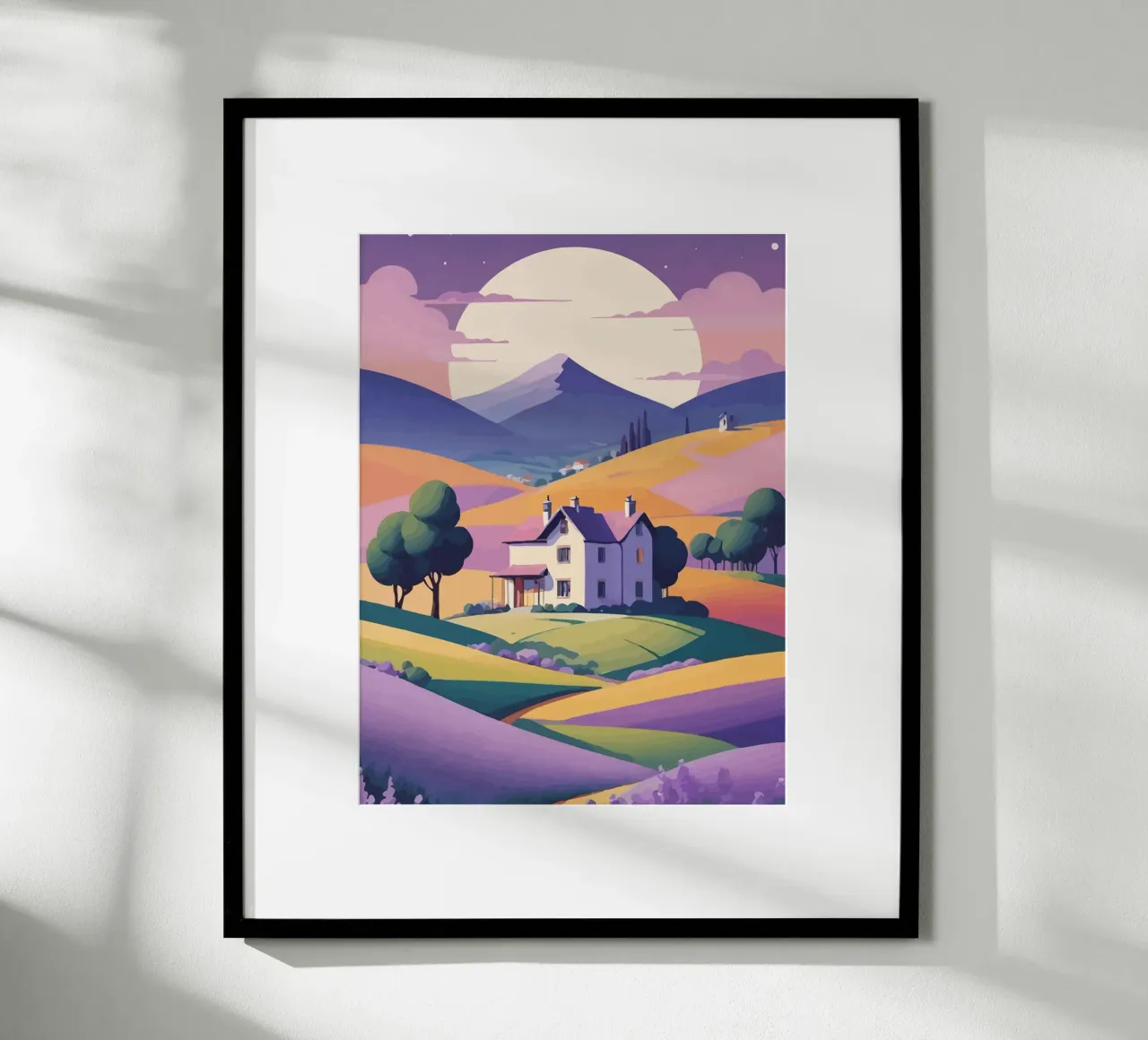 a beautiful house in a mountain valley poster con telaio in plastica da Dumery Art