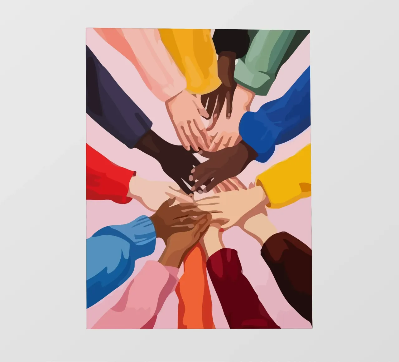 various colors of human hands in the world telo in pvc da Dumery Art