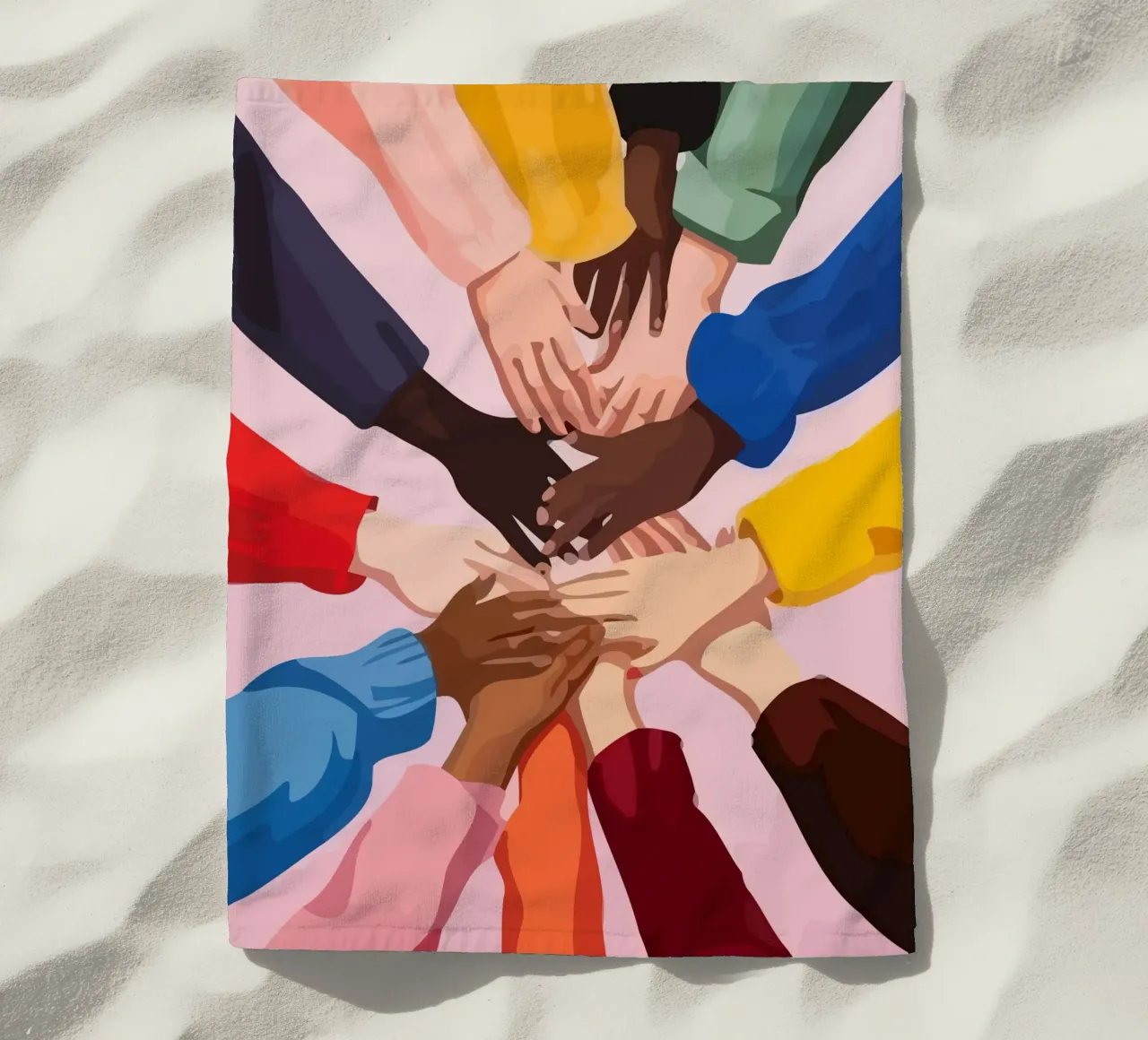 various colors of human hands in the world telo mare da Dumery Art