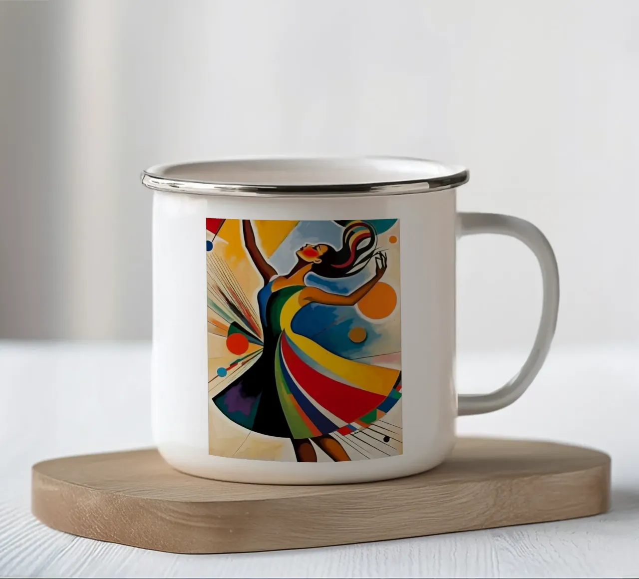 illustration of a dancing woman tazza in smalto da Dumery Art