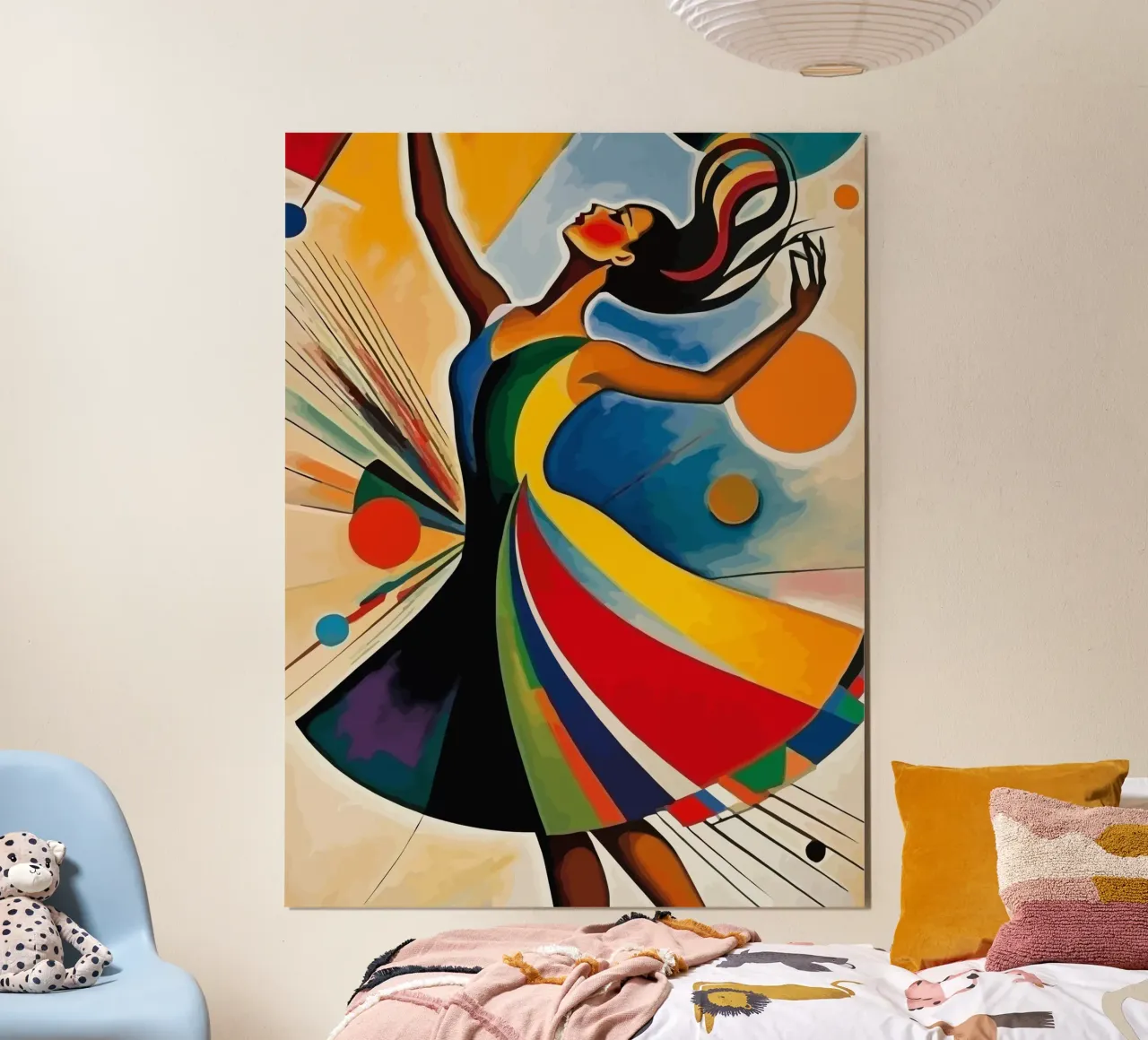 illustration of a dancing woman poster con telaio in plastica da Dumery Art