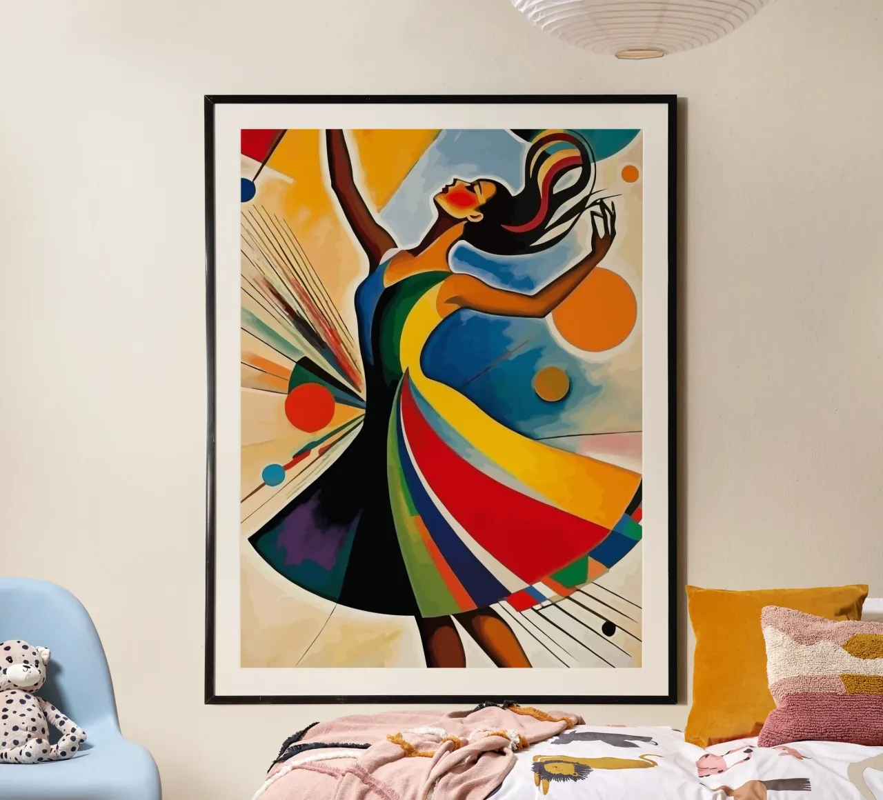illustration of a dancing woman poster con telaio in plastica da Dumery Art