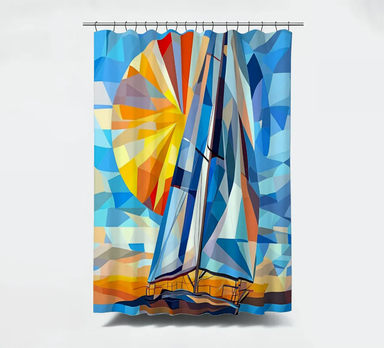 illustration of a ship in the ocean tenda da doccia da Dumery Art