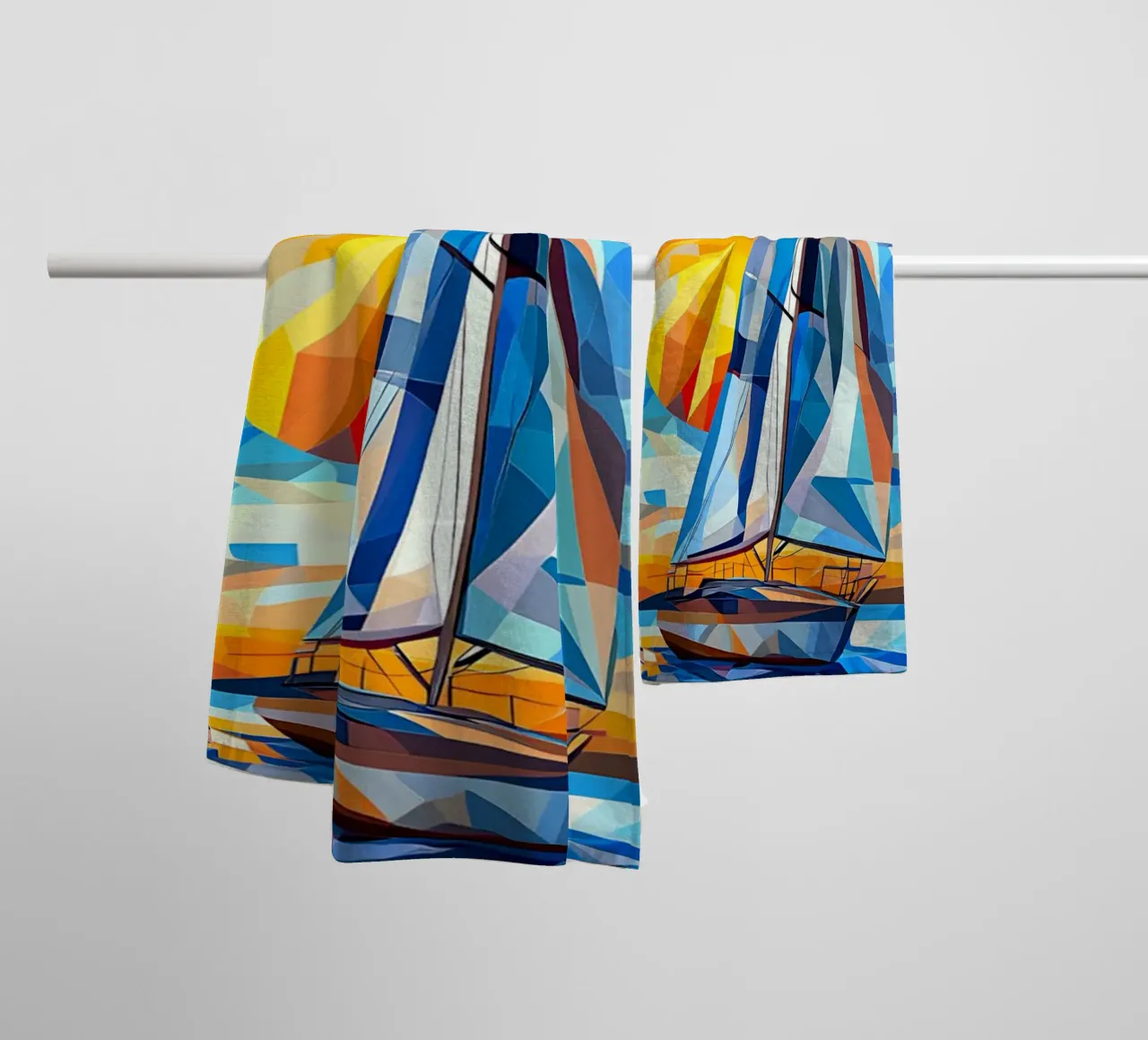 illustration of a ship in the ocean asciugamano da bagno da Dumery Art