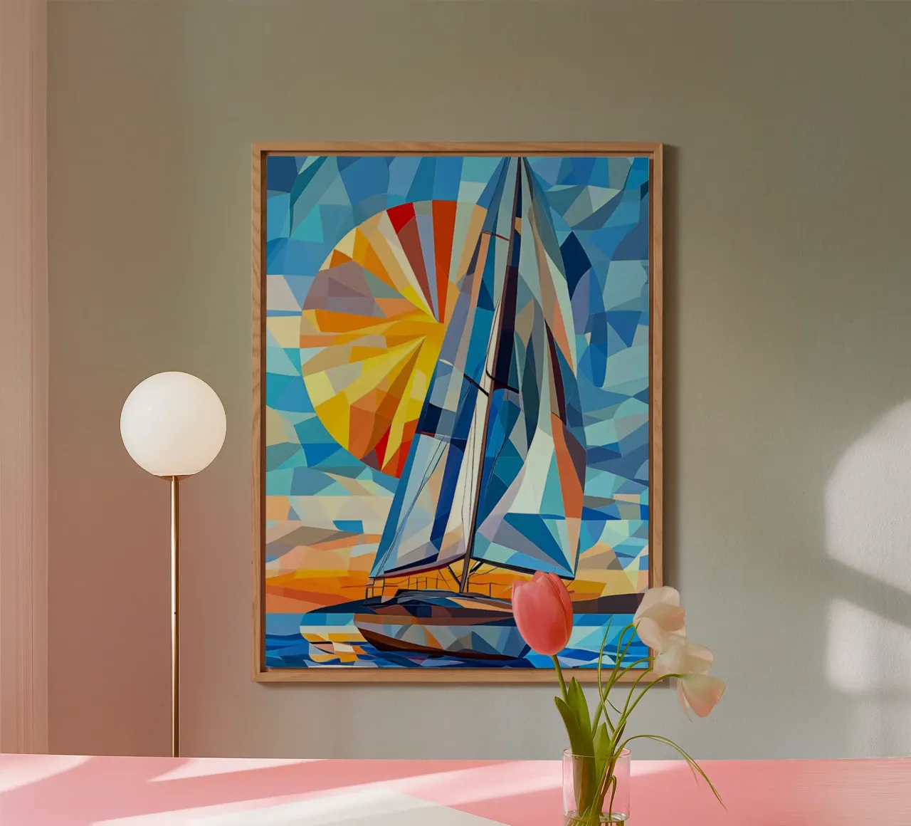 illustration of a ship in the ocean alluminio dibond da Dumery Art