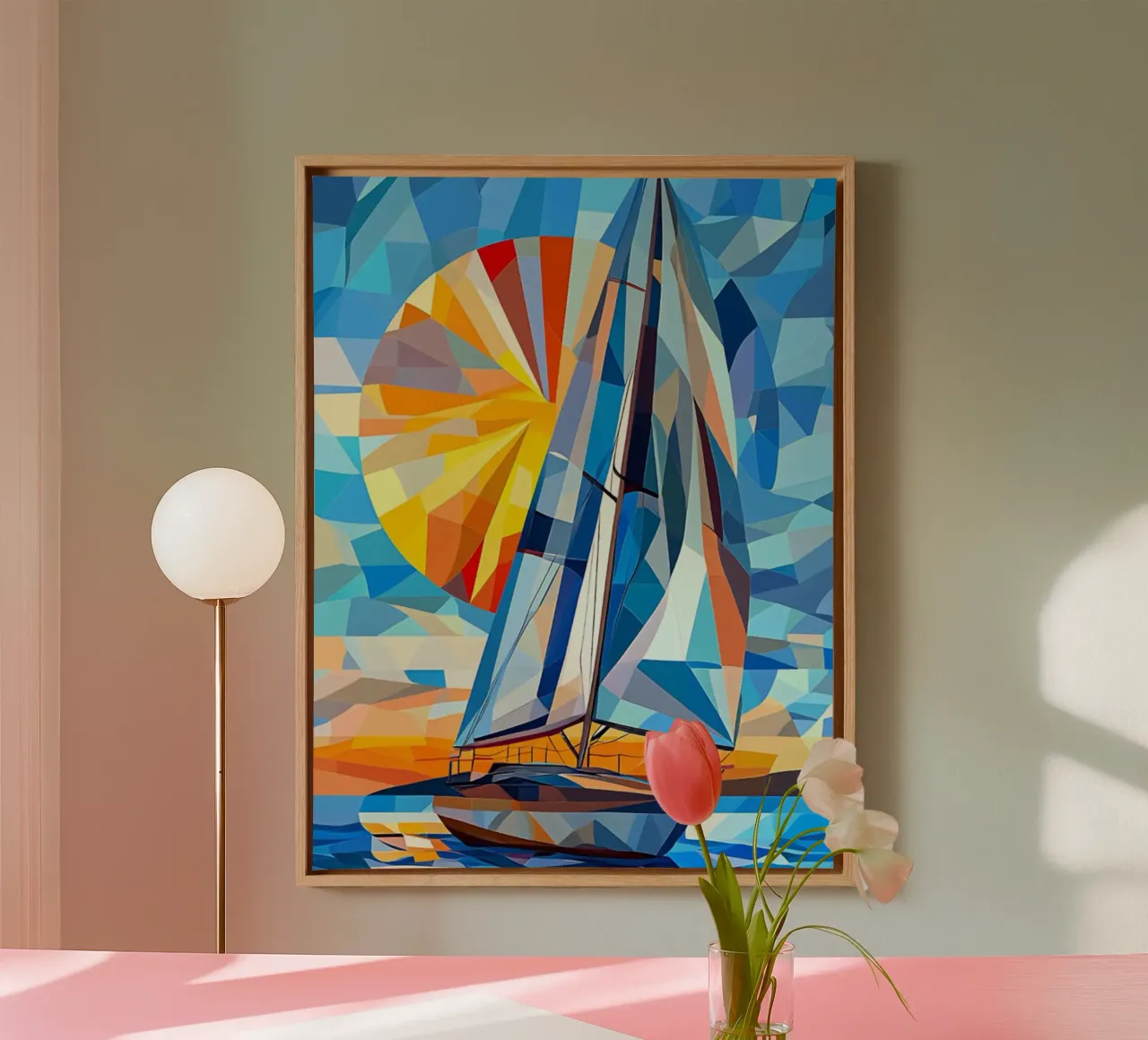 illustration of a ship in the ocean canvas met Baklijst van Dumery Art