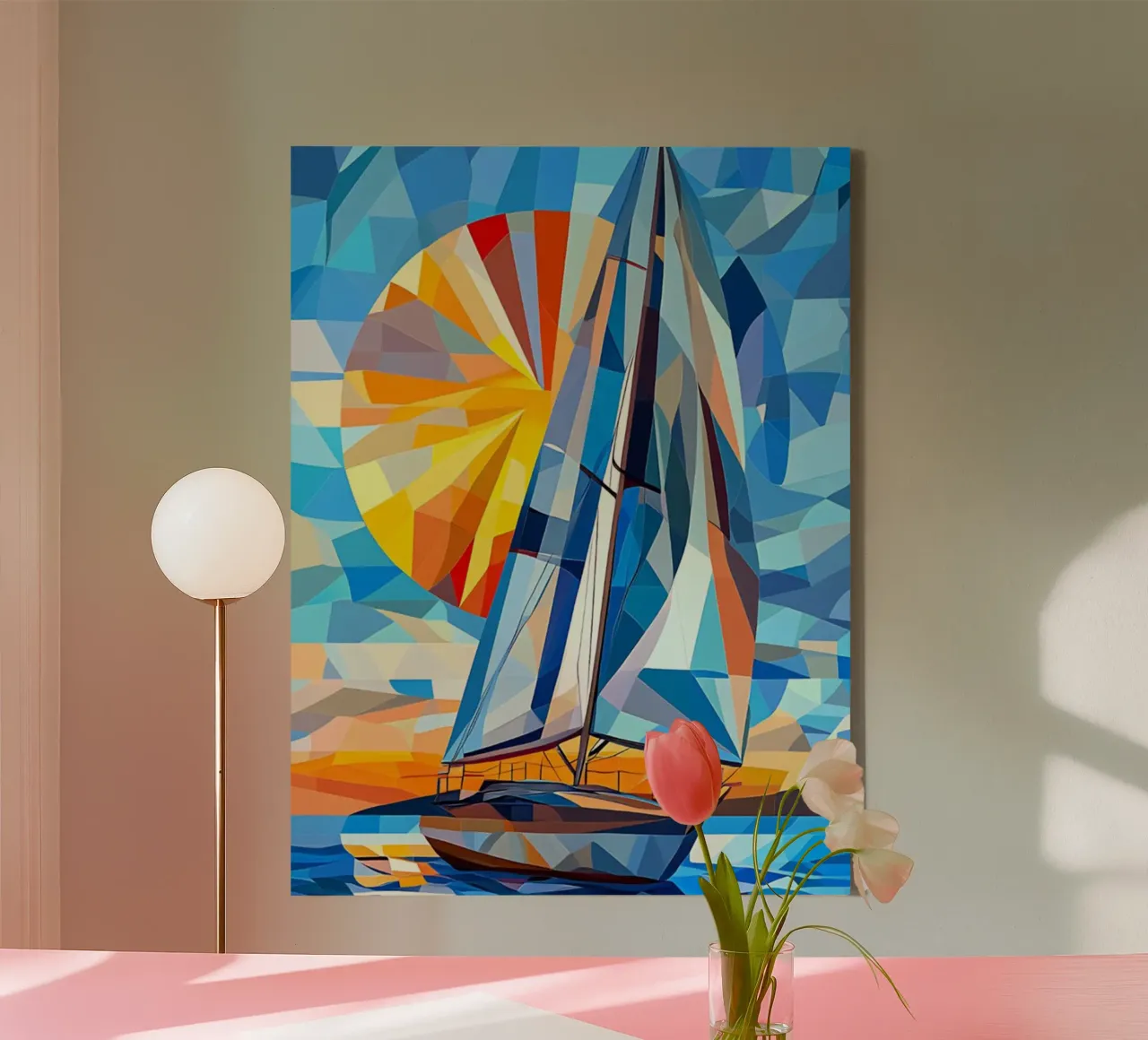 illustration of a ship in the ocean canvas met Baklijst van Dumery Art