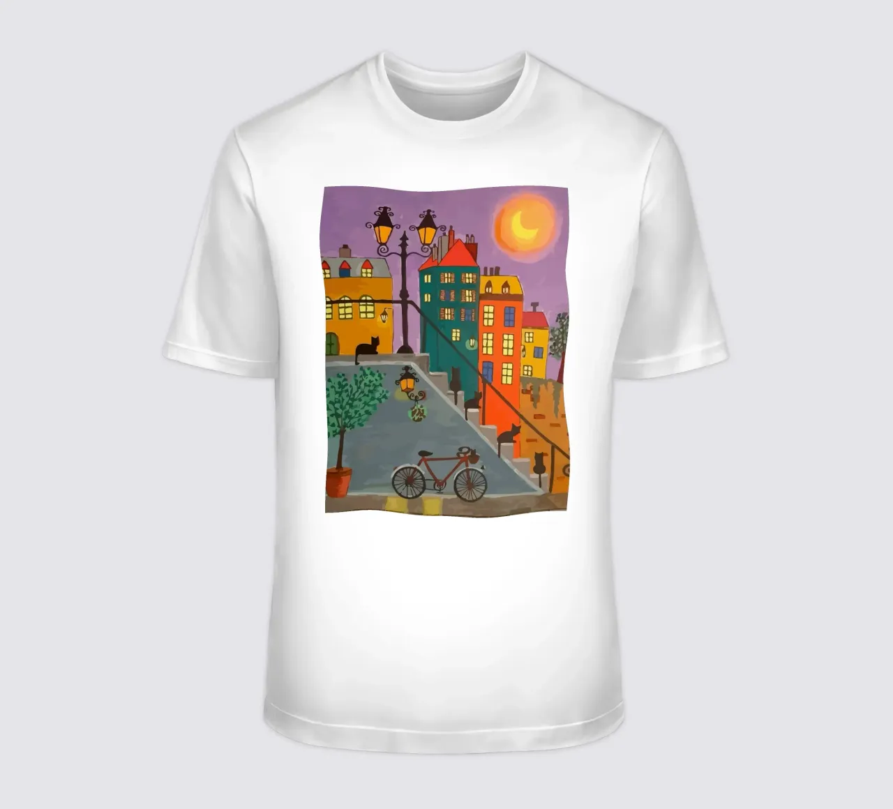 bicycle and cat in the afternoon t-shirt da Dumery Art