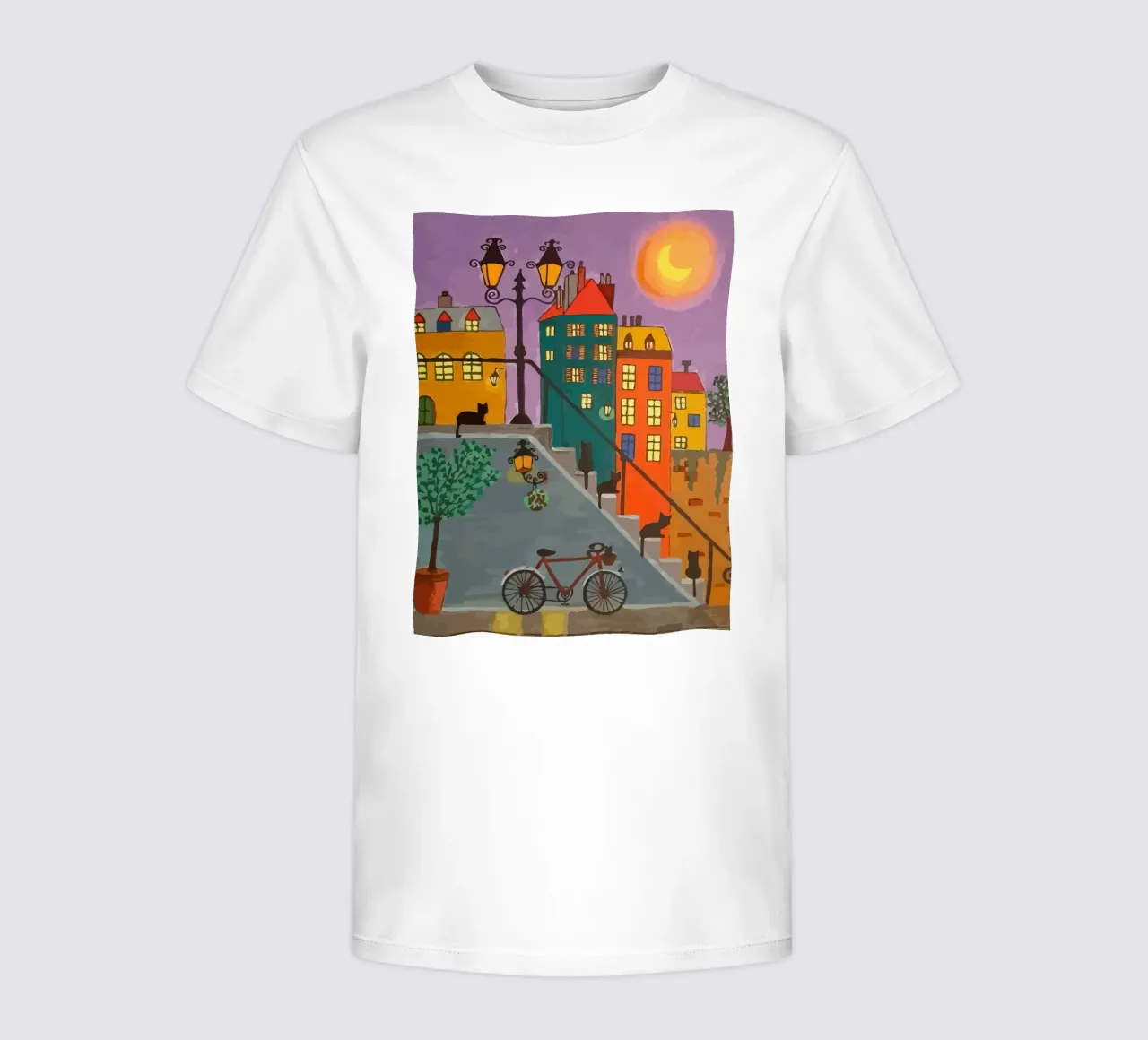bicycle and cat in the afternoon t-shirt bambini da Dumery Art