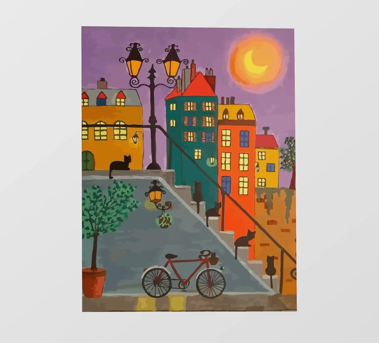bicycle and cat in the afternoon pellicola backlit da Dumery Art