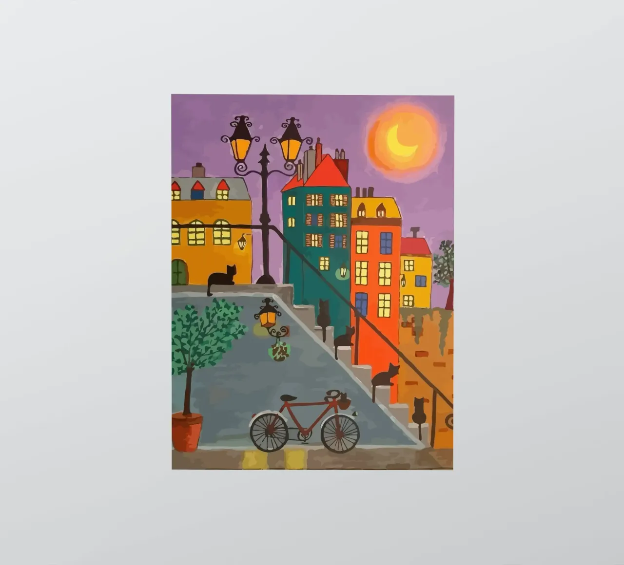 bicycle and cat in the afternoon adesivo da Dumery Art