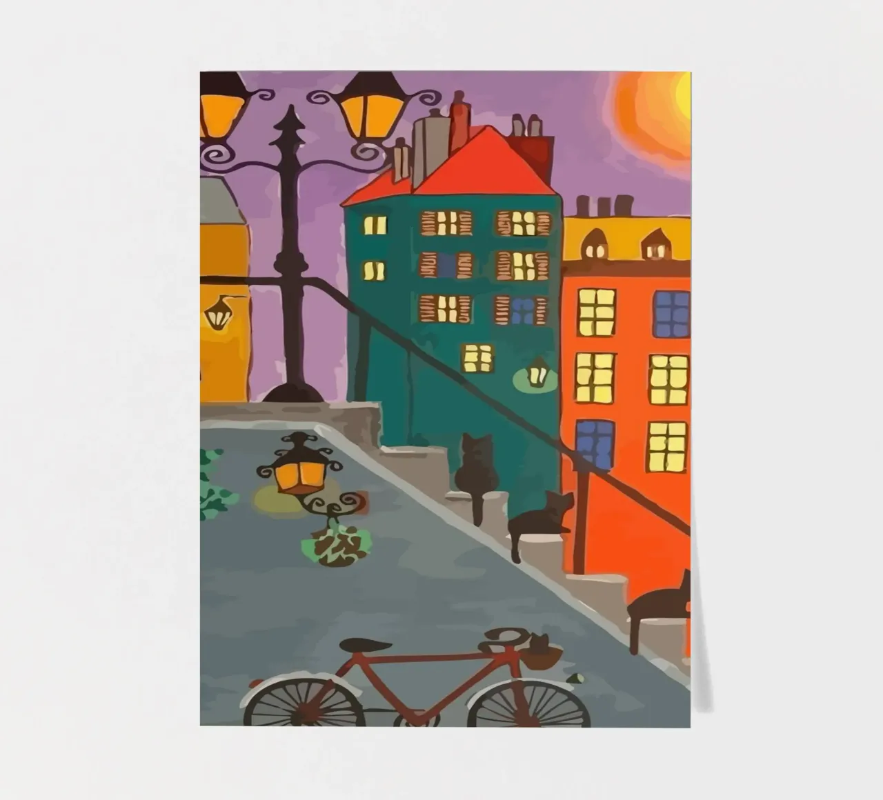 bicycle and cat in the afternoon foglio adesivo da Dumery Art
