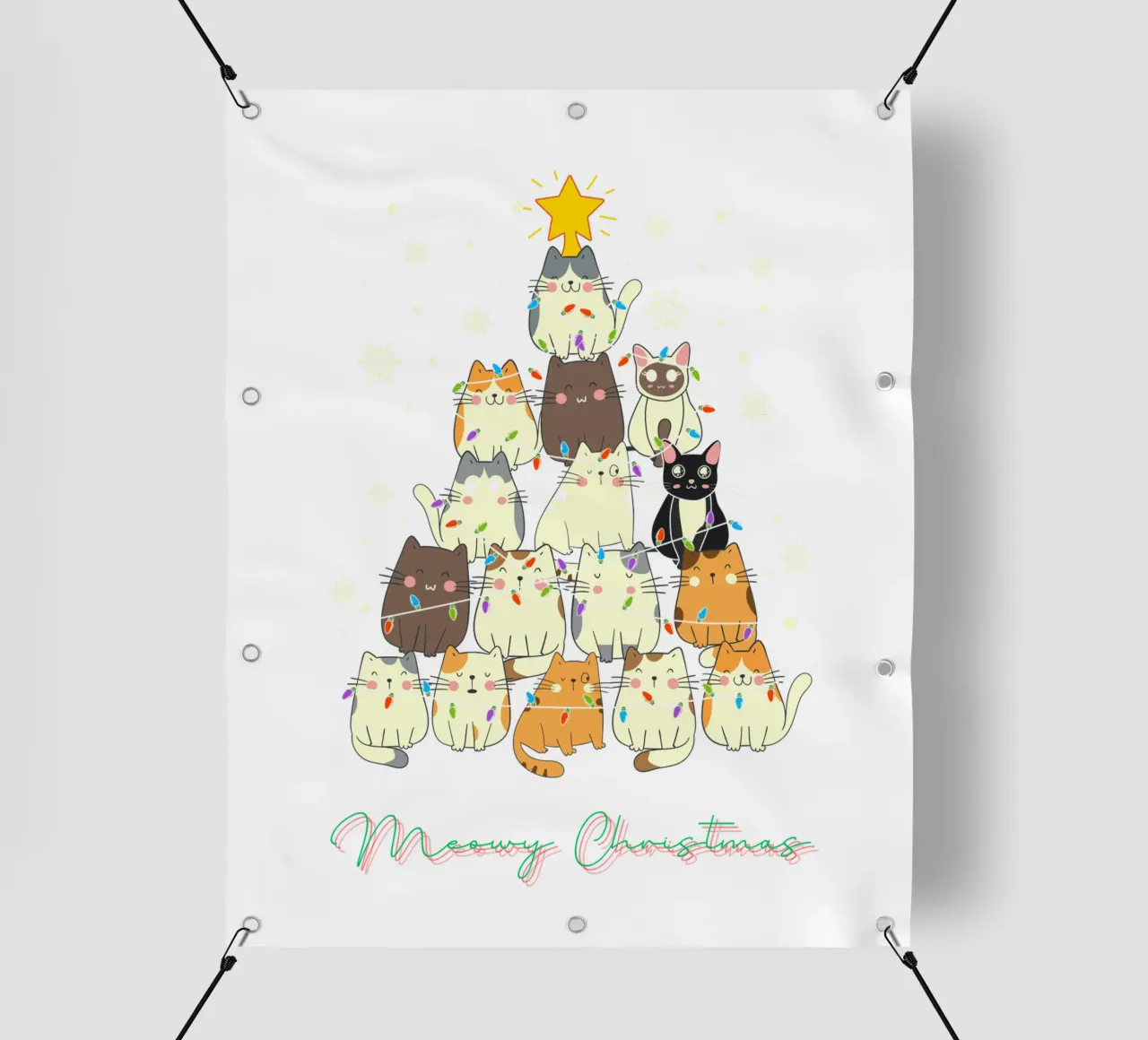 Gatto divertente di Natale Meowy telo in pvc da muhidines