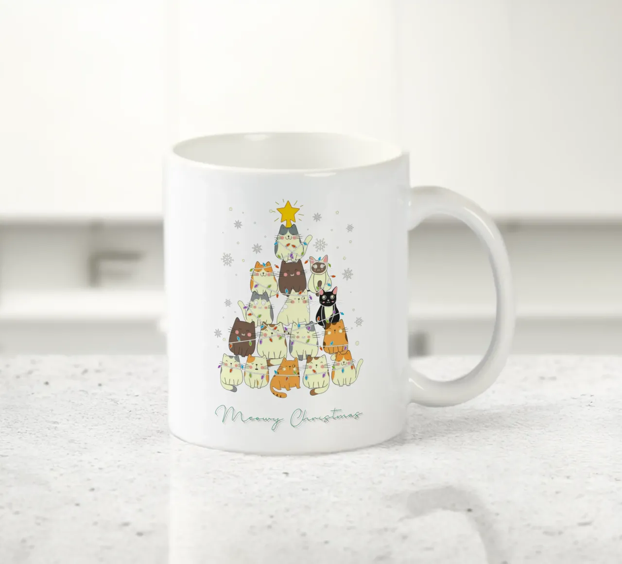 Gatto divertente di Natale Meowy tazza in ceramica da muhidines