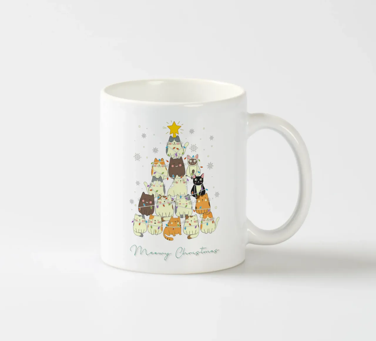 Gatto divertente di Natale Meowy tazza in ceramica da muhidines