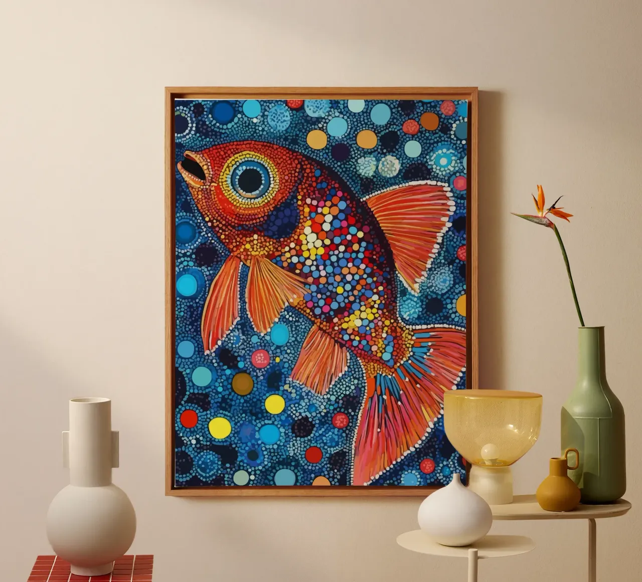 Fish tela con Cornice a cassetta da Dumery Art