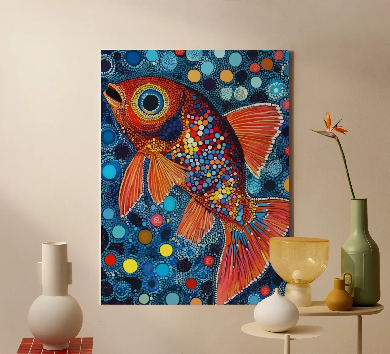 Fish tela con Cornice a cassetta da Dumery Art