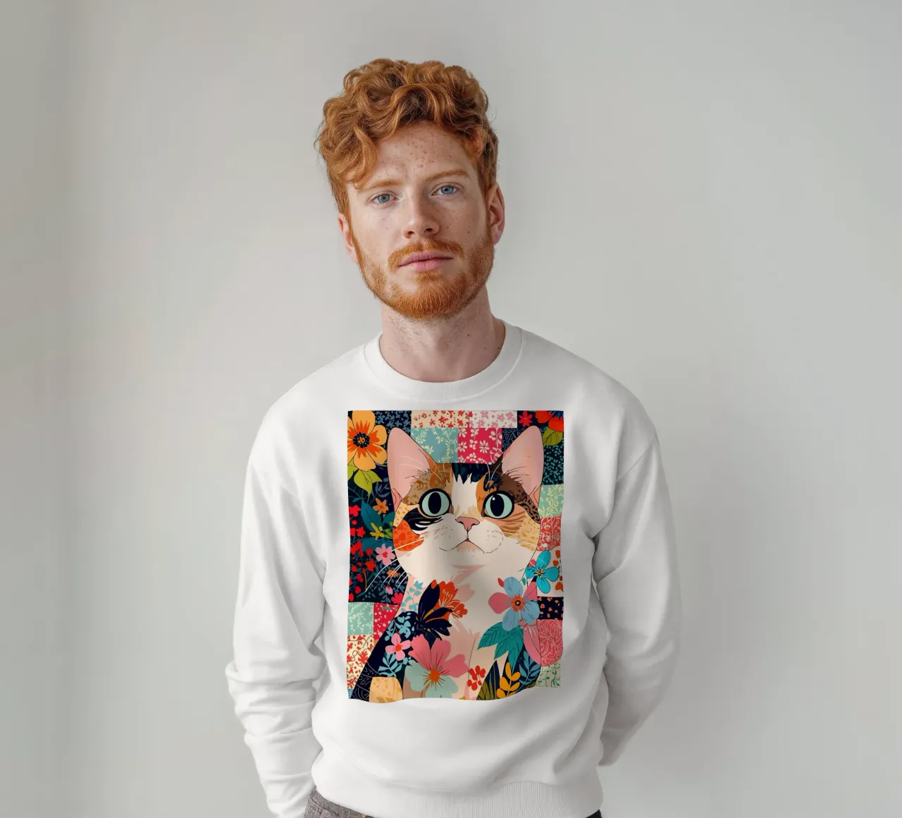 cats floral felpa da Dumery Art