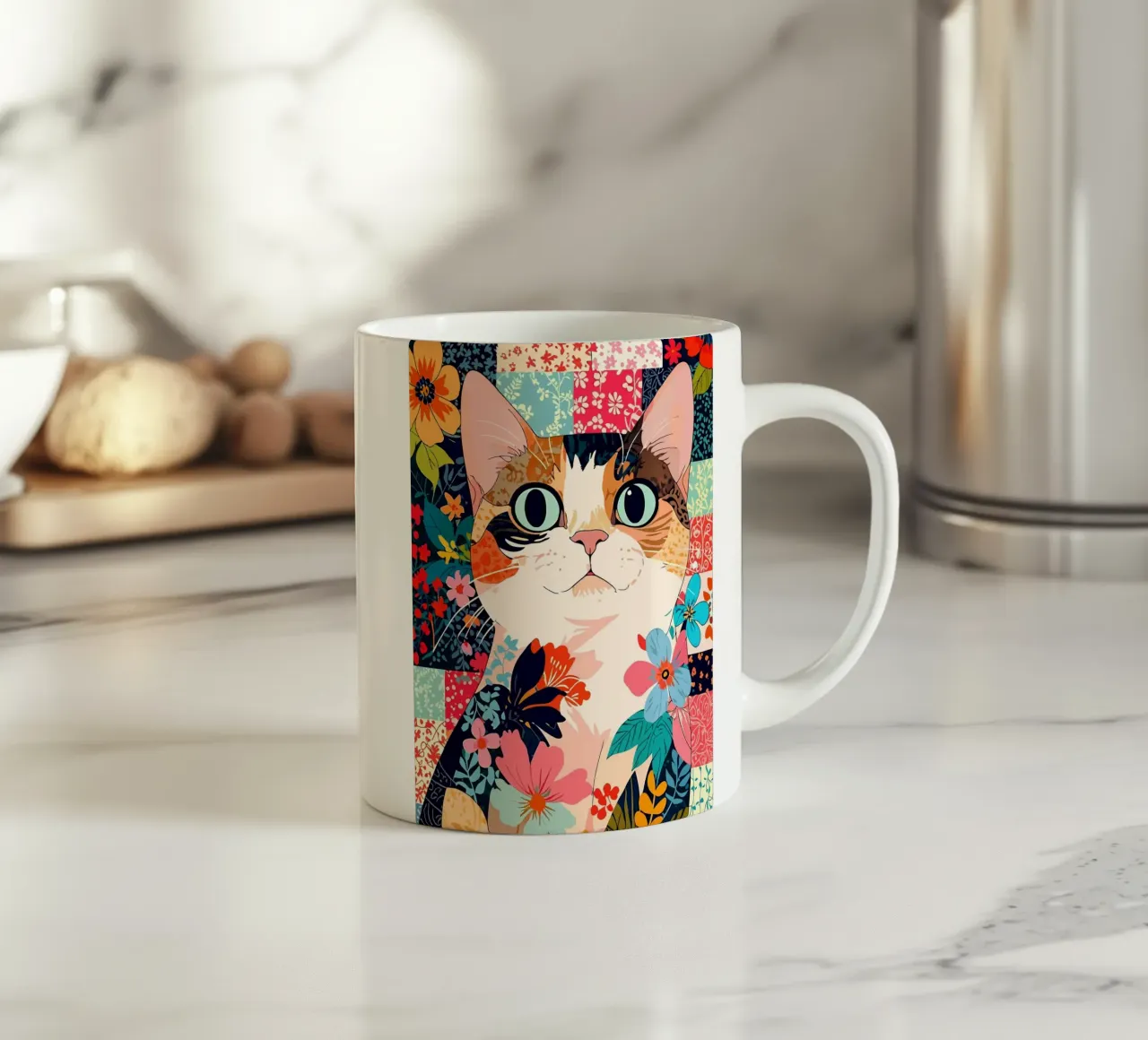 cats floral tazza in ceramica da Dumery Art
