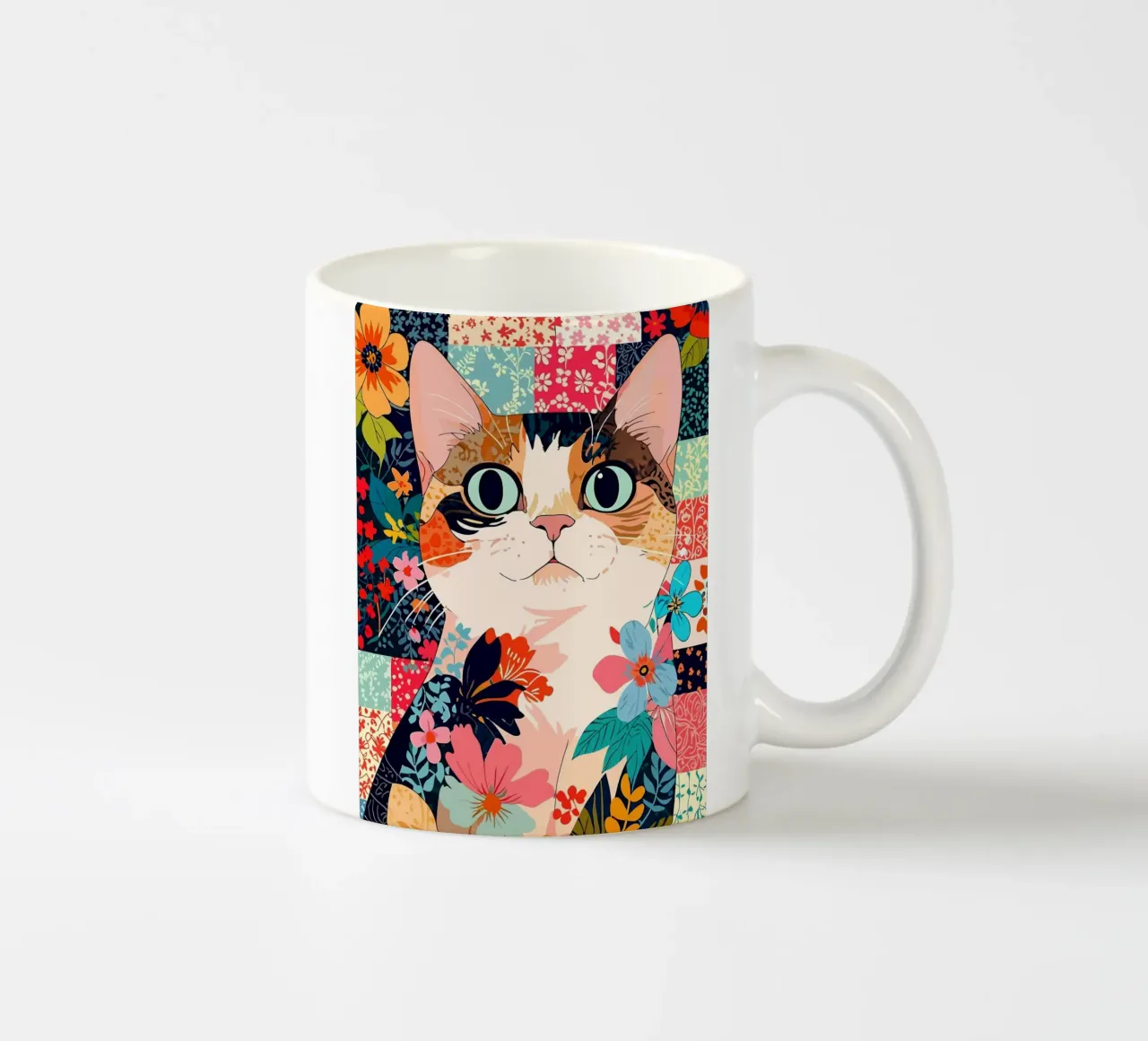 cats floral tazza in ceramica da Dumery Art