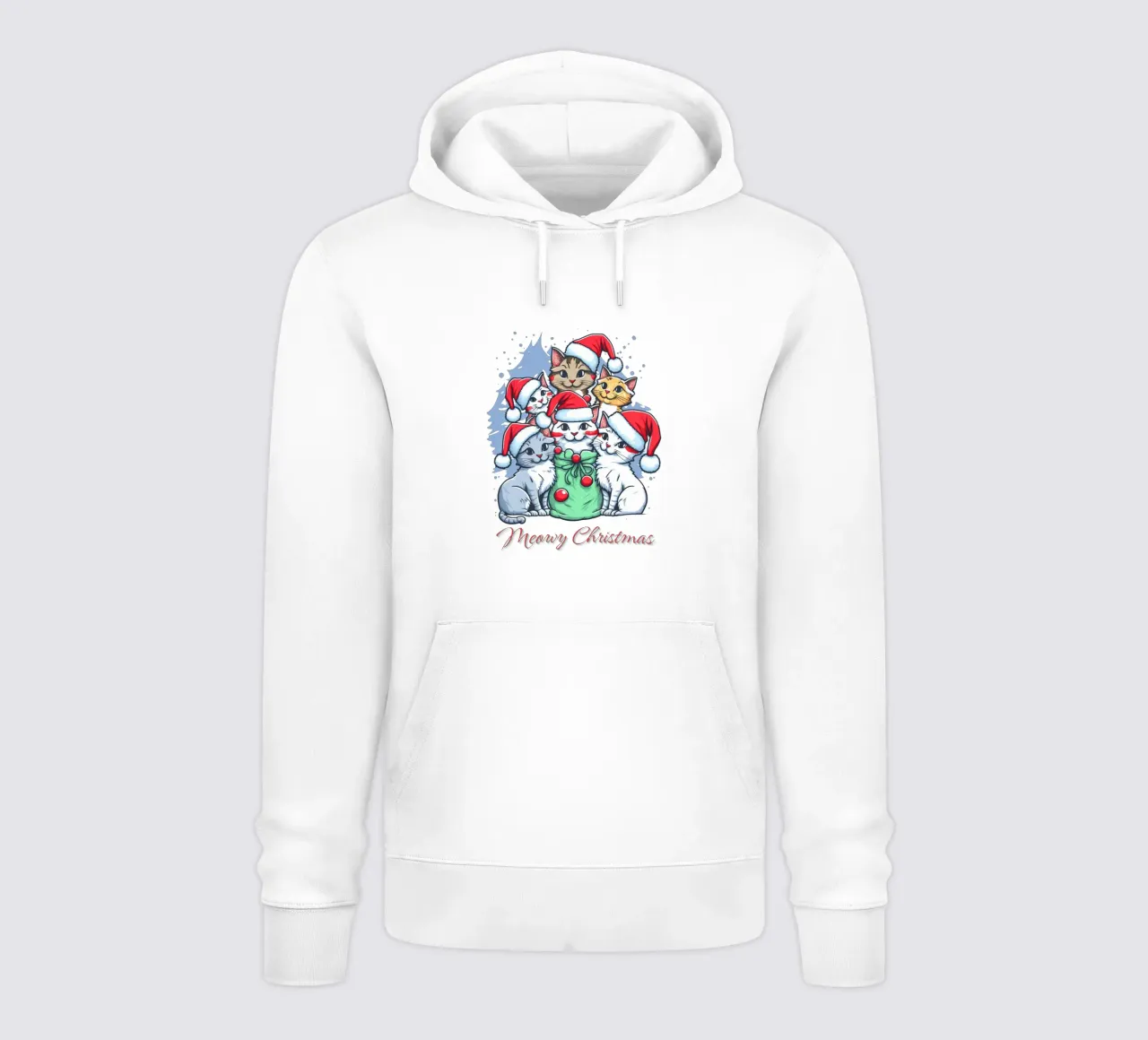 Meowy Funny Cat Navidad sudadera con capucha de muhidines