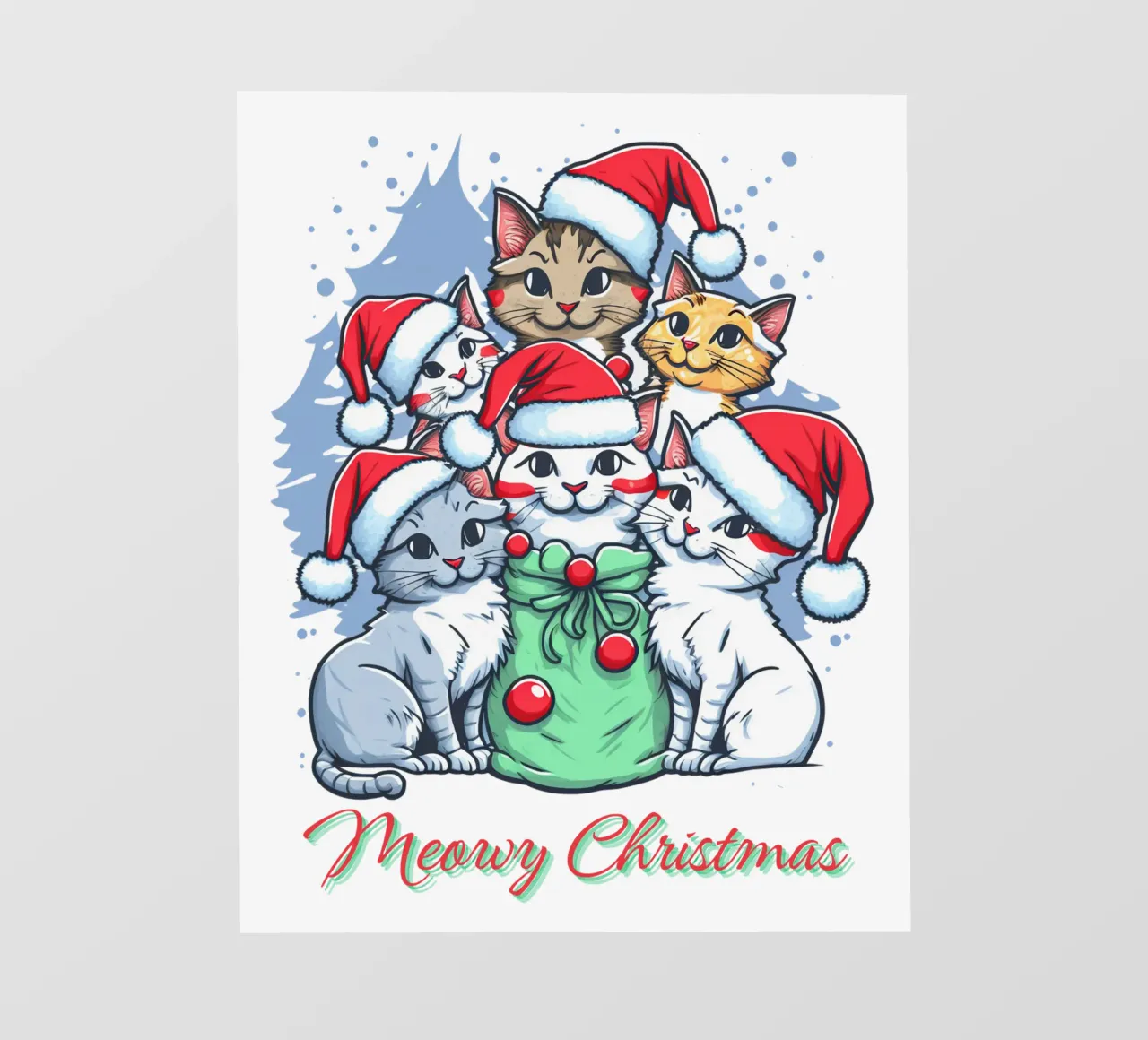 Meowy Funny Cat Navidad lámina retroiluminada de muhidines